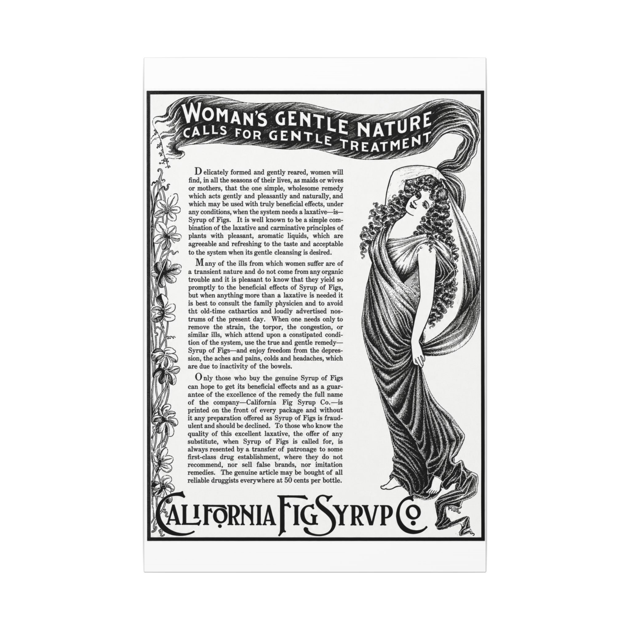 California Fig Syrup — Vintage NC Newspaper Ad Canvas Print