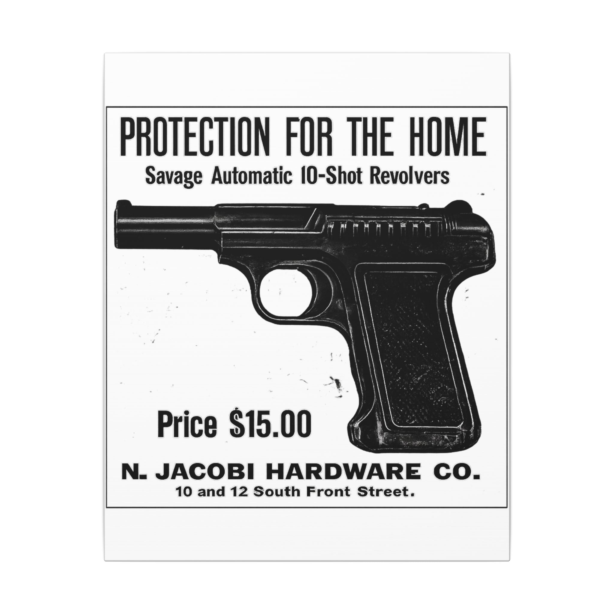 Savage Pistol — Vintage NC Newspaper Ad Canvas Print