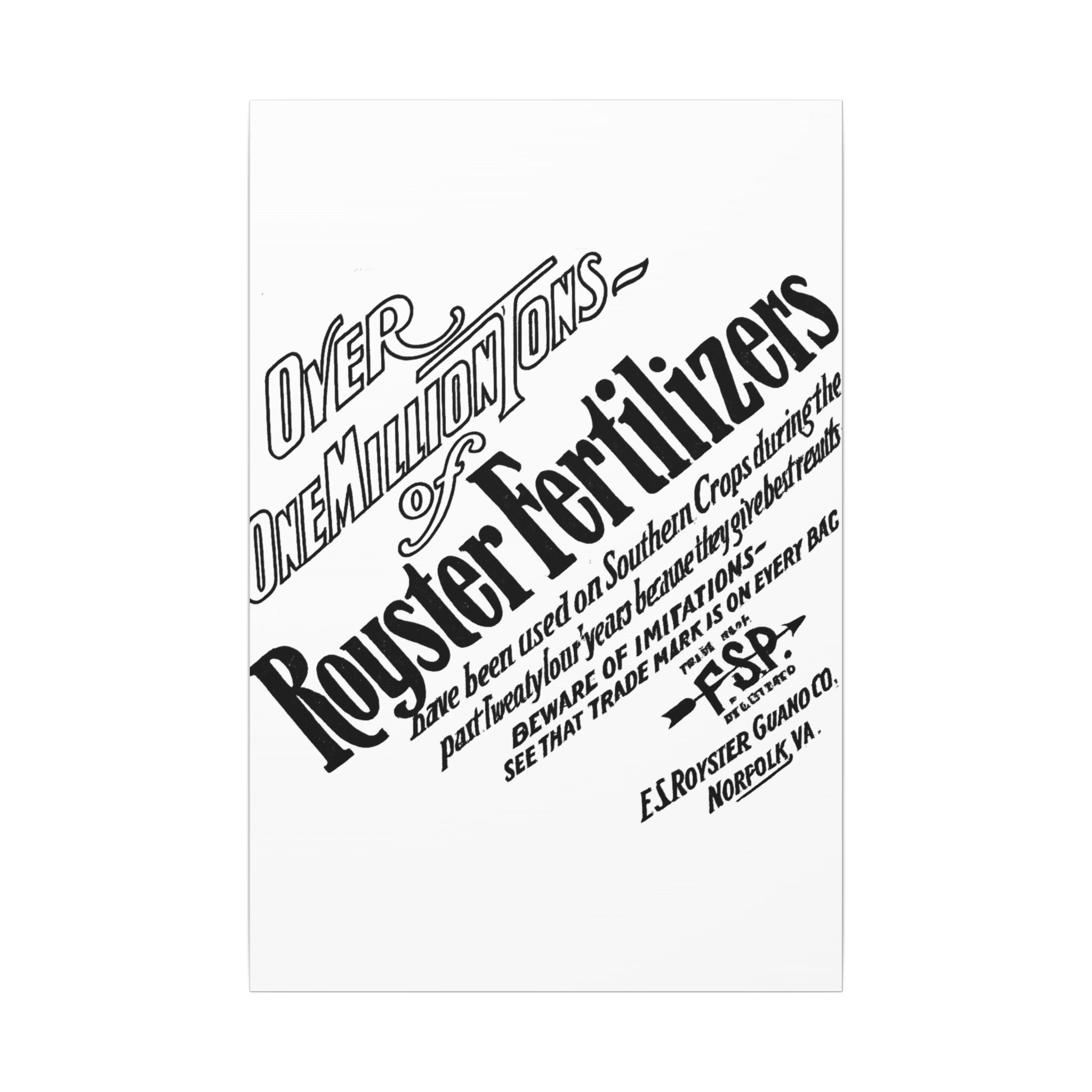F.S. Royster Fertilizer Co. — Vintage NC Newspaper Ad Canvas Print