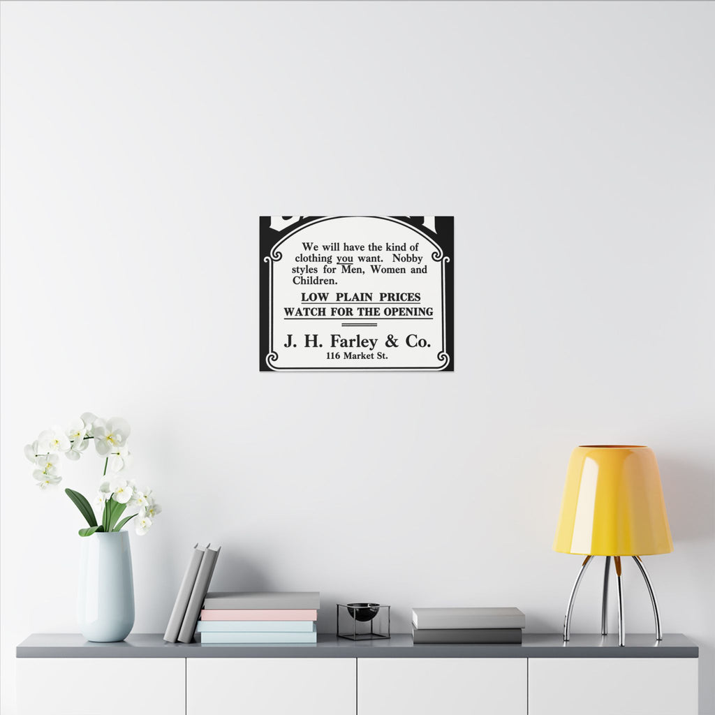 J.H. Farley & Co. — Vintage NC Newspaper Ad Canvas Print
