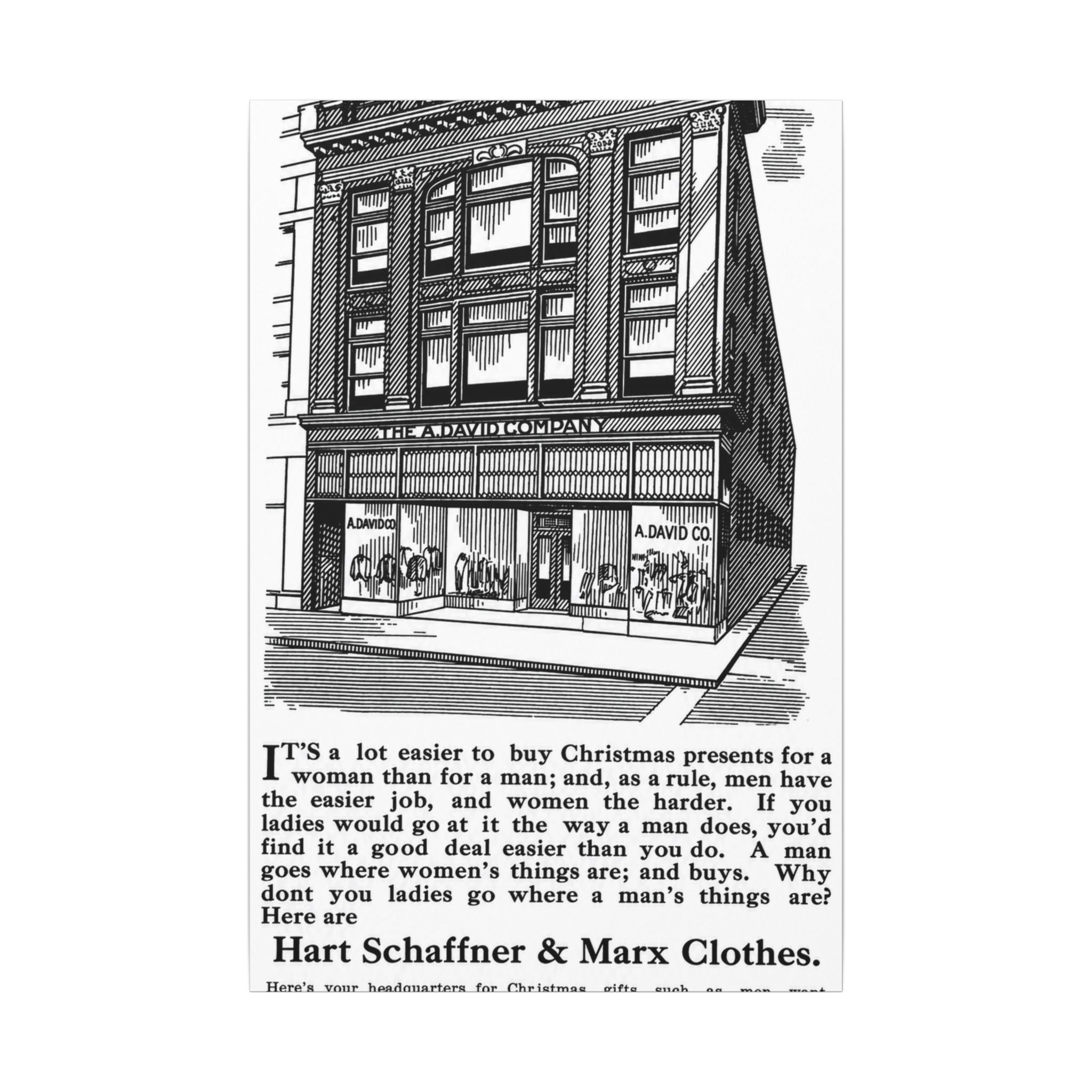 A. David & Co. — Vintage NC Newspaper Ad Canvas Print