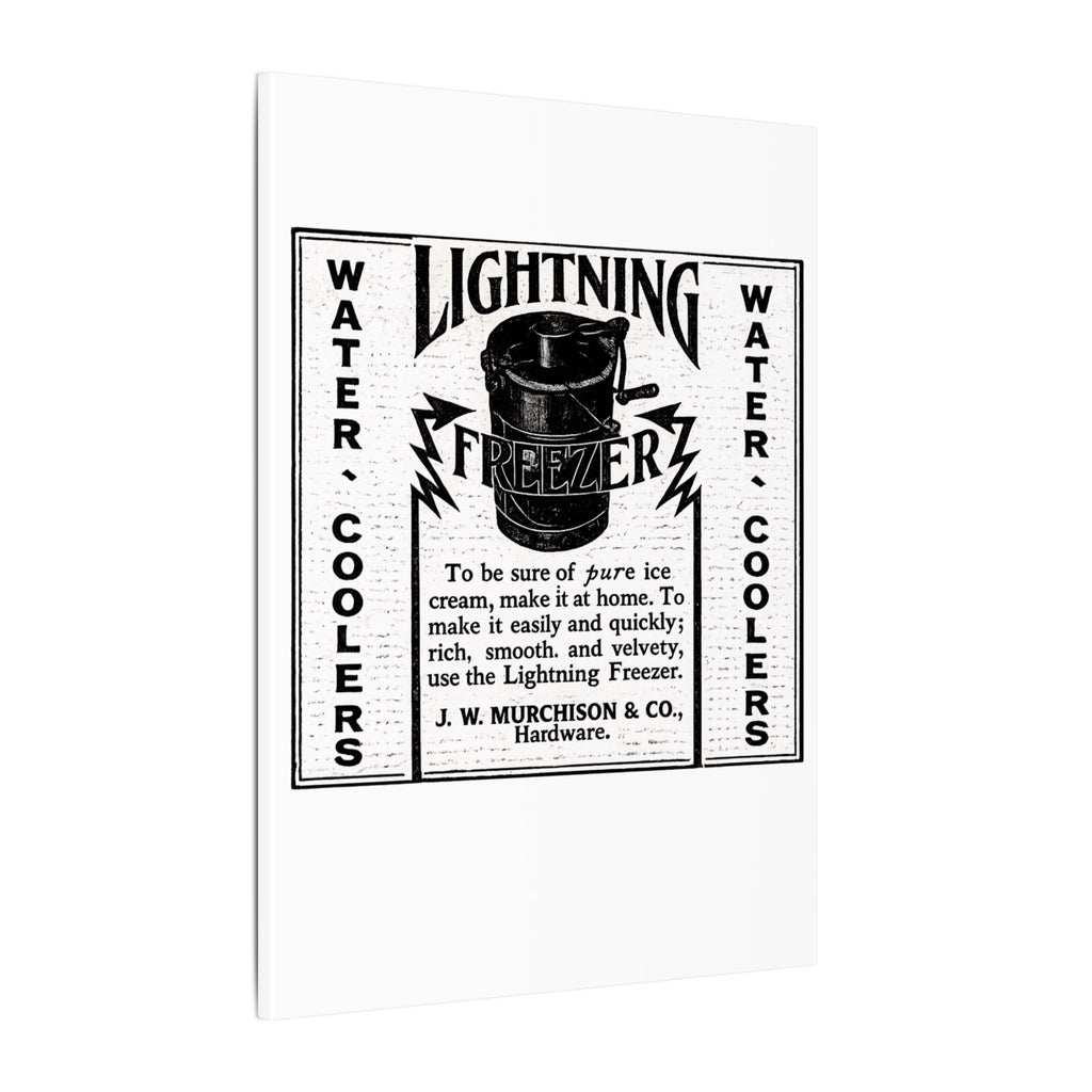 Lightning Freezer — Vintage NC Newspaper Ad Canvas Print