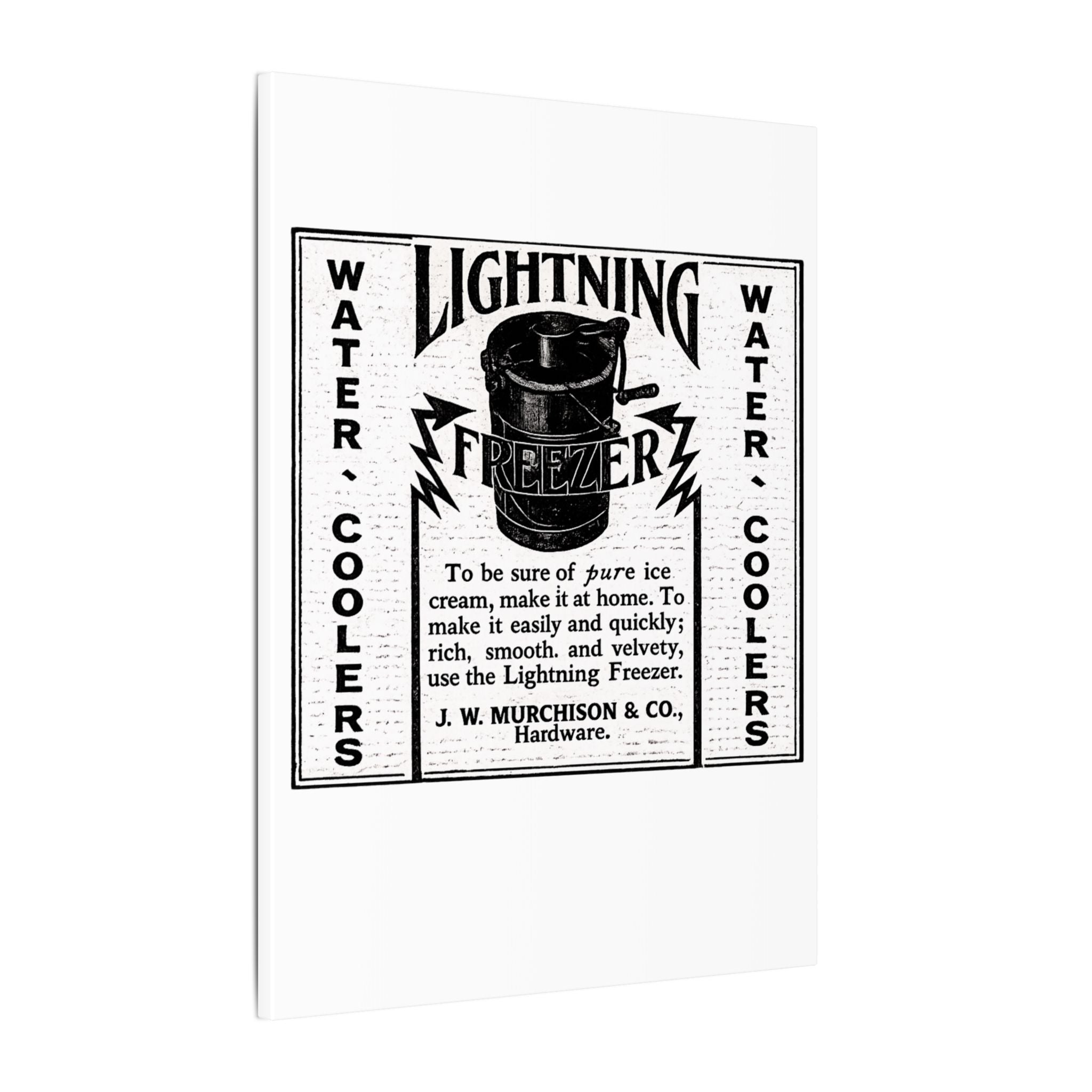 Lightning Freezer — Vintage NC Newspaper Ad Canvas Print