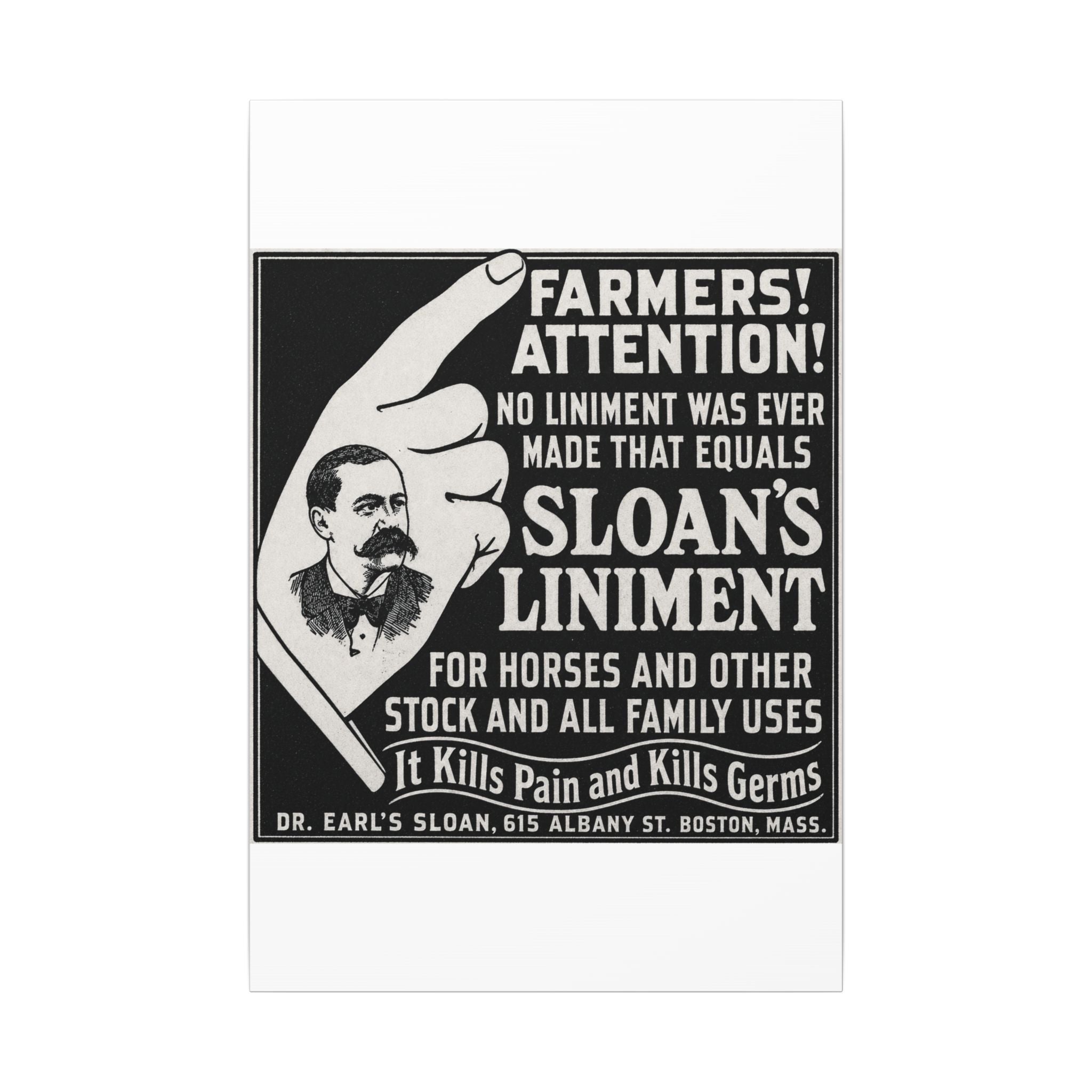 Dr. Sloan's Liniment — Vintage NC Newspaper Ad Canvas Print