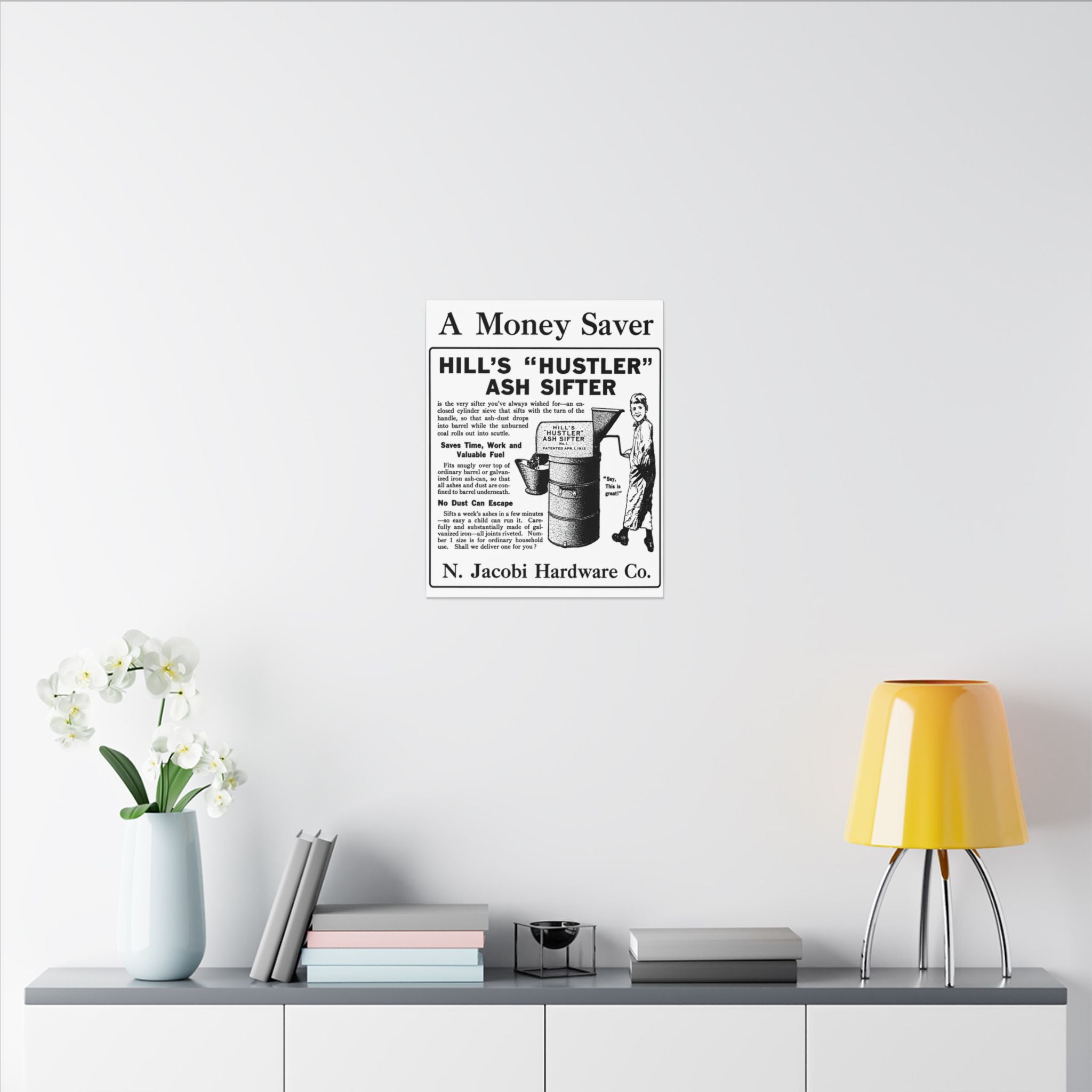 N. Jacobi Hardware - Hill's Ash Sifter — Vintage NC Newspaper Ad Canvas Print