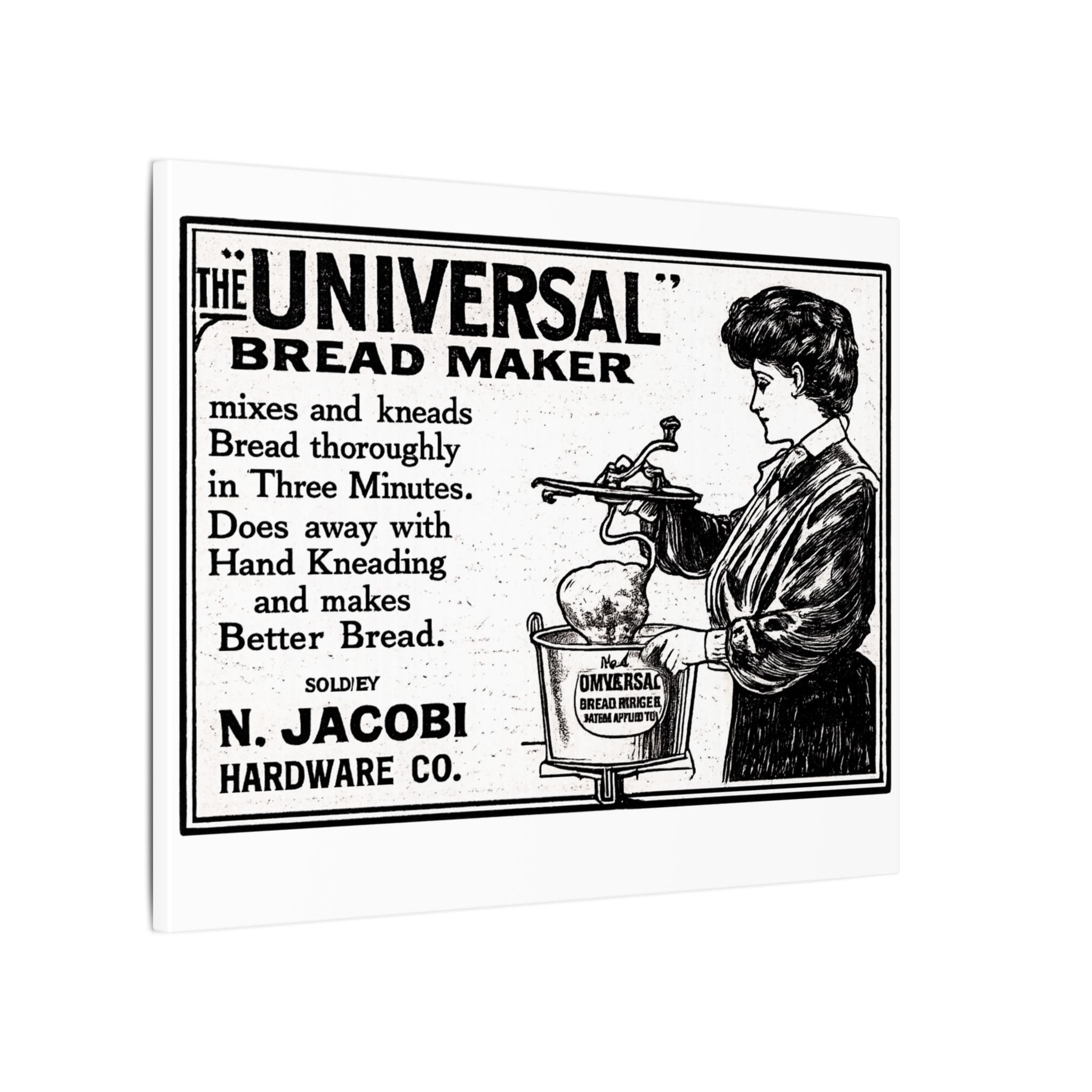 The Universal Bread Maker - Vintage NC Newspaper Ad Canvas Print