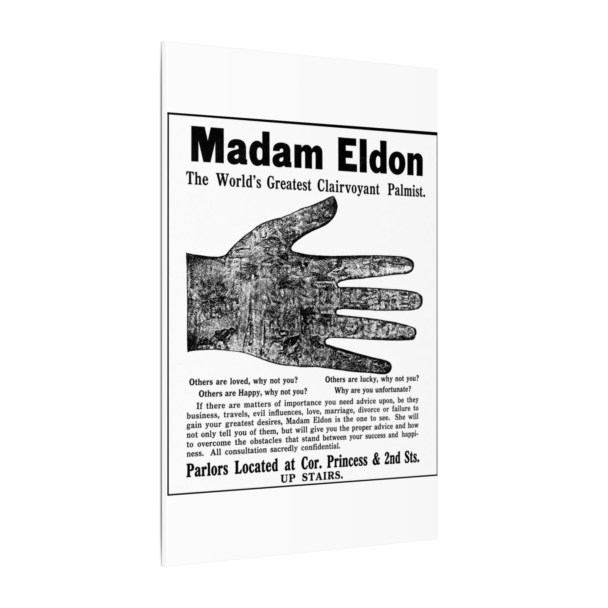 Madam Eldon Clairvoyant — Vintage NC Newspaper Ad Canvas Print
