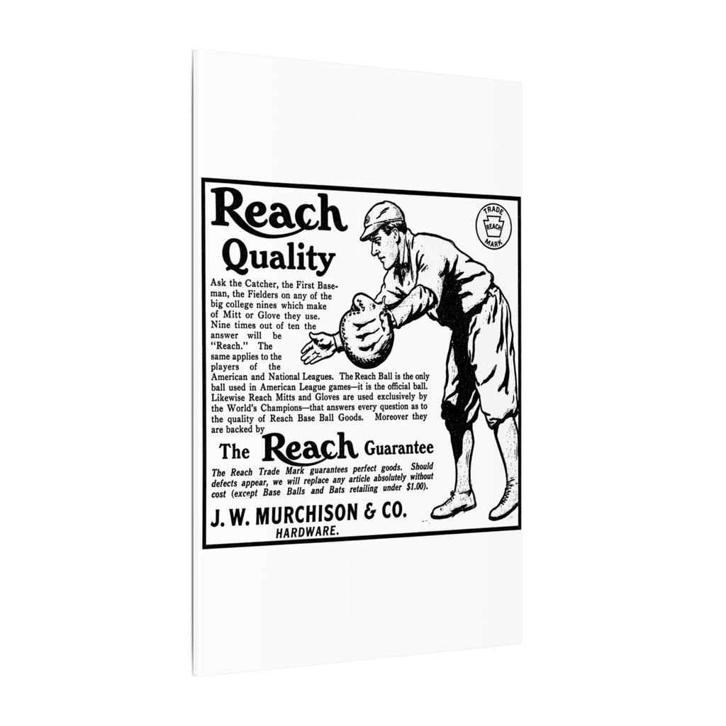 Reach Baseball Equipment — Vintage NC Newspaper Ad Canvas Print