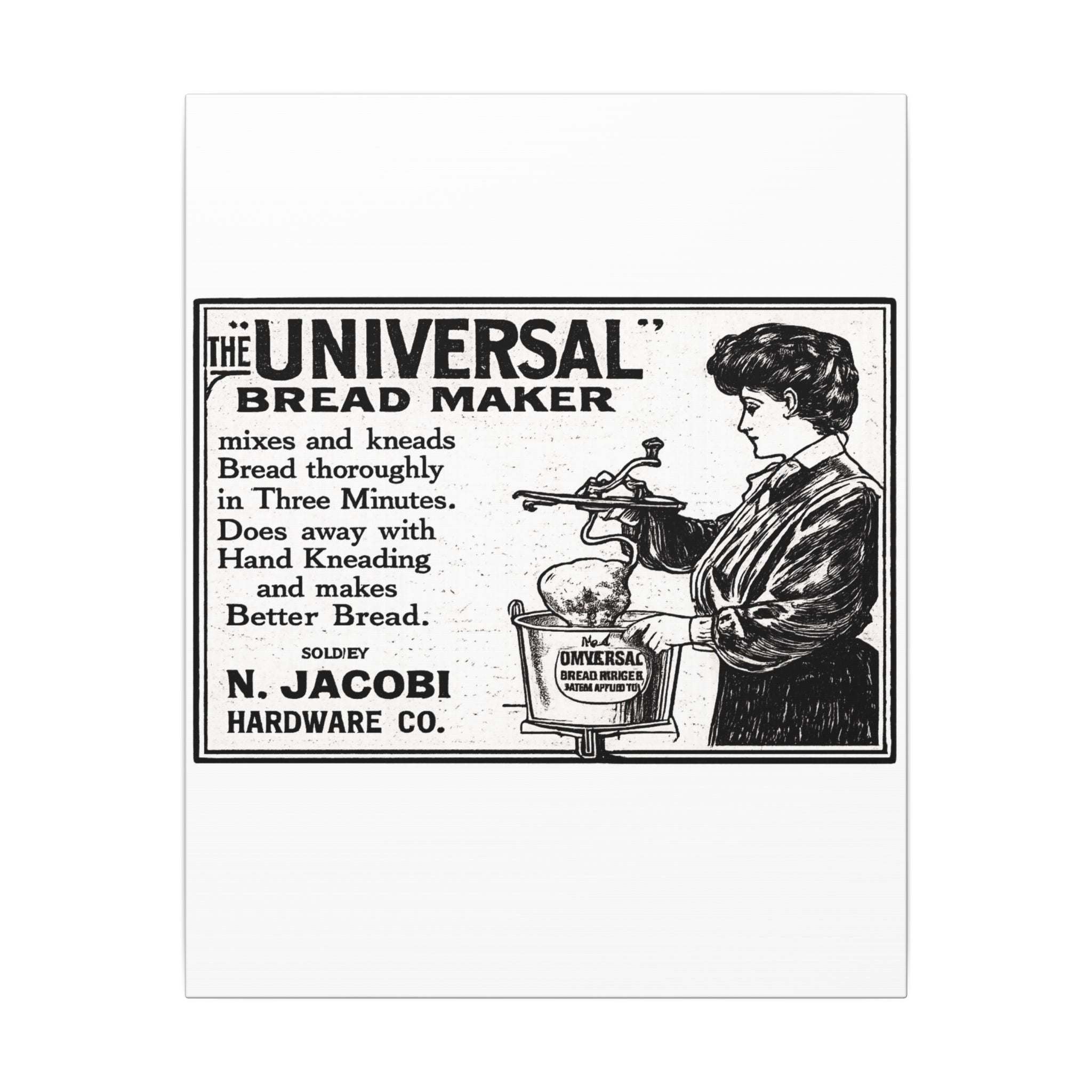 The Universal Bread Maker - Vintage NC Newspaper Ad Canvas Print