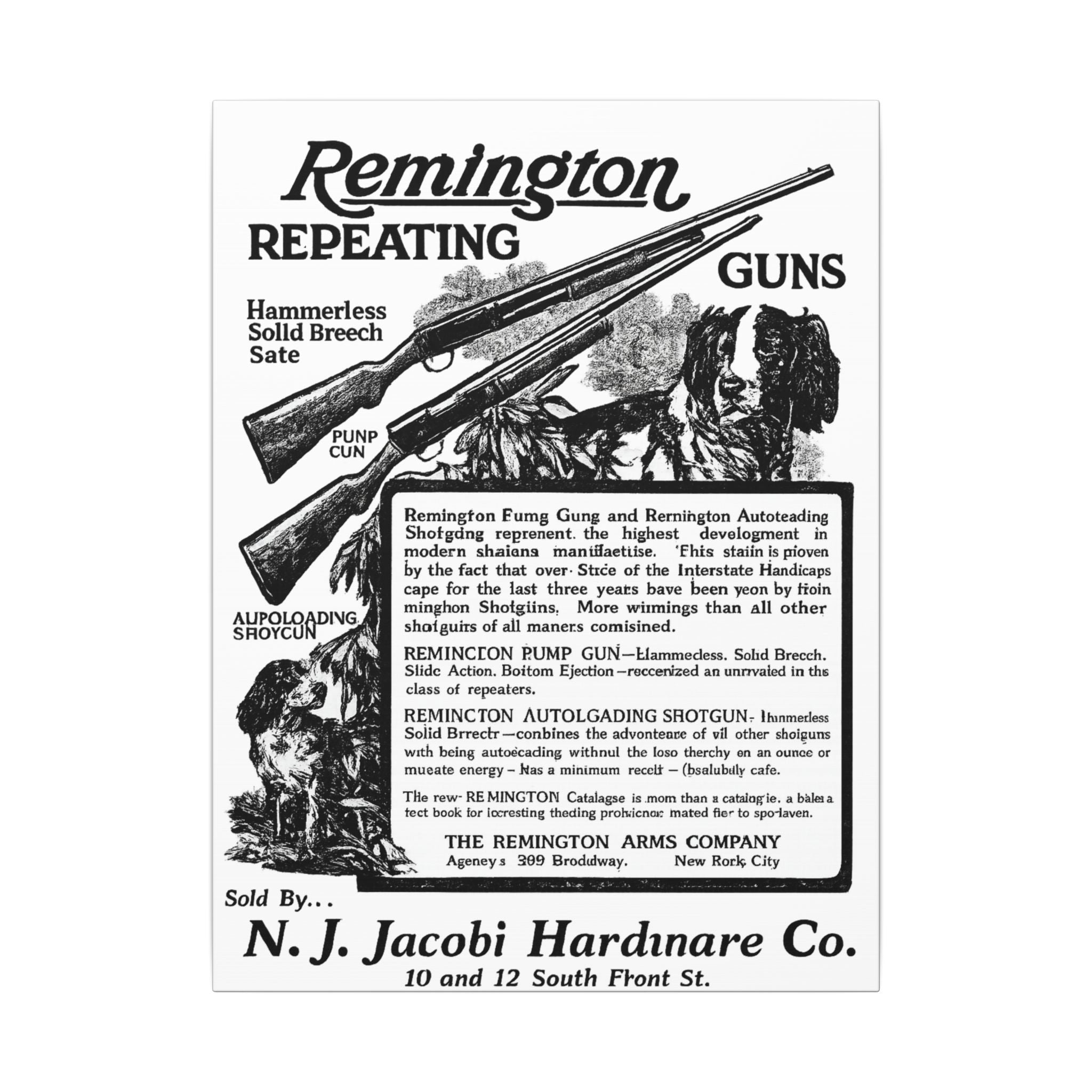 Remington Firearms — Vintage NC Newspaper Ad Canvas Print