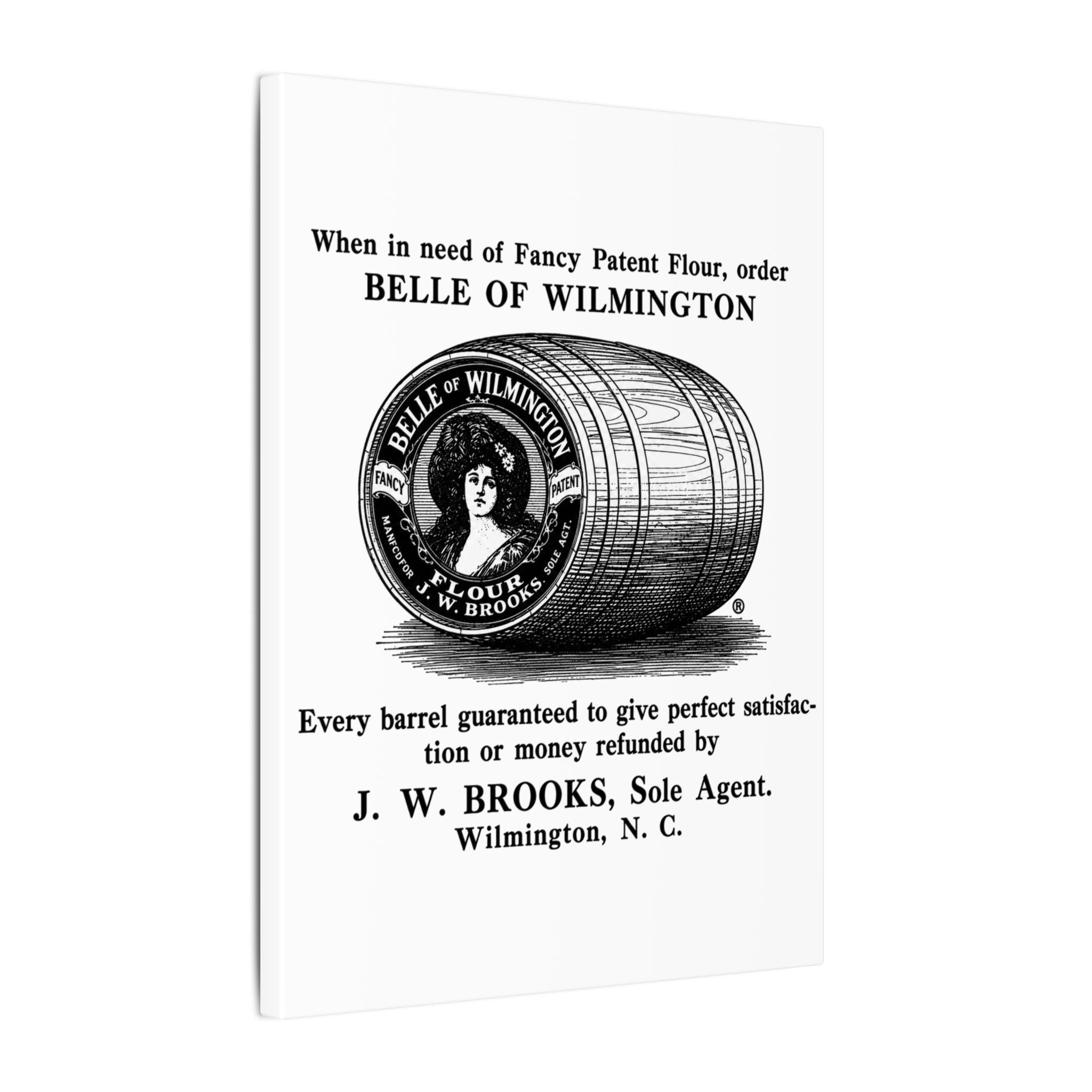 Belle of Wilmington Flour — Vintage NC Newspaper Ad Canvas Print