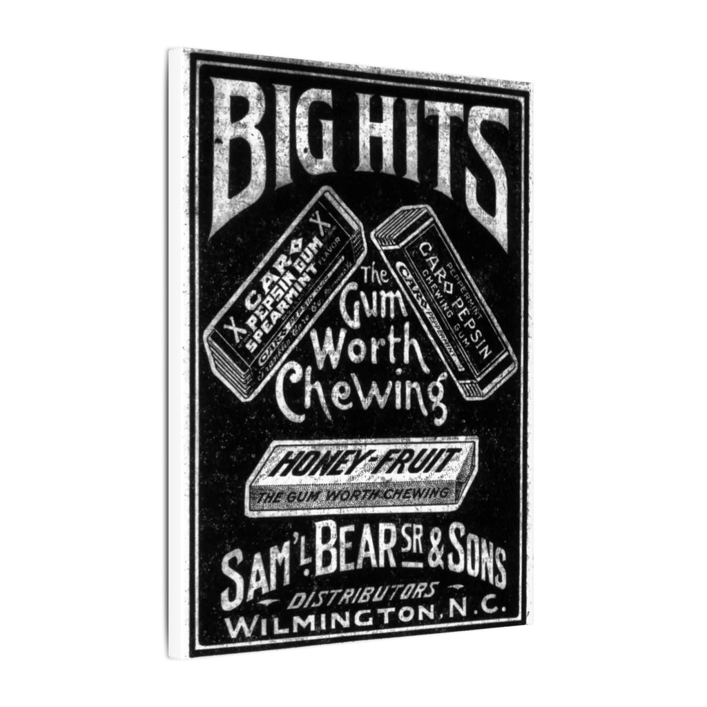 Saml Bear & Sons Big Hits Gum — Vintage NC Newspaper Ad Canvas Print