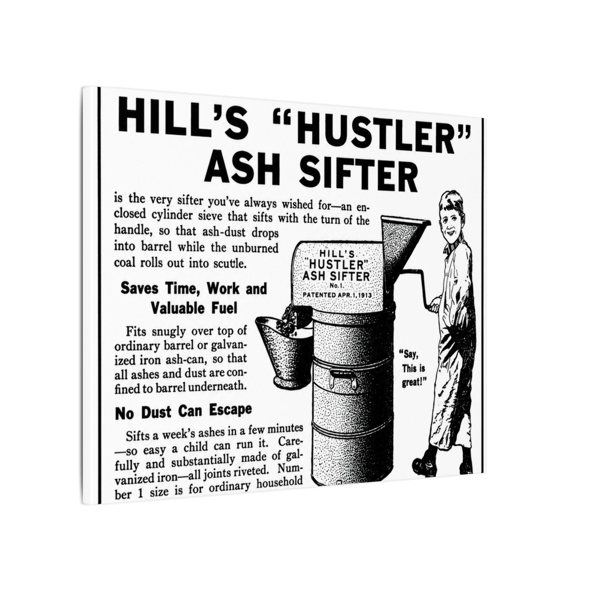 Copy of N. Jacobi Hardware - Hill's Ash Sifter — Vintage NC Newspaper Ad Canvas Print