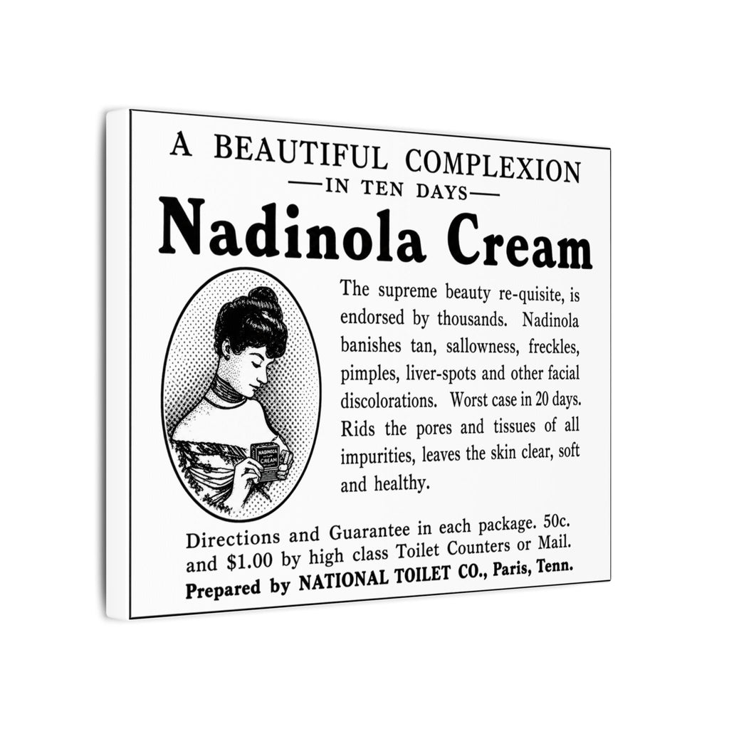 Nadinola Cream — Vintage NC Newspaper Ad Canvas Print