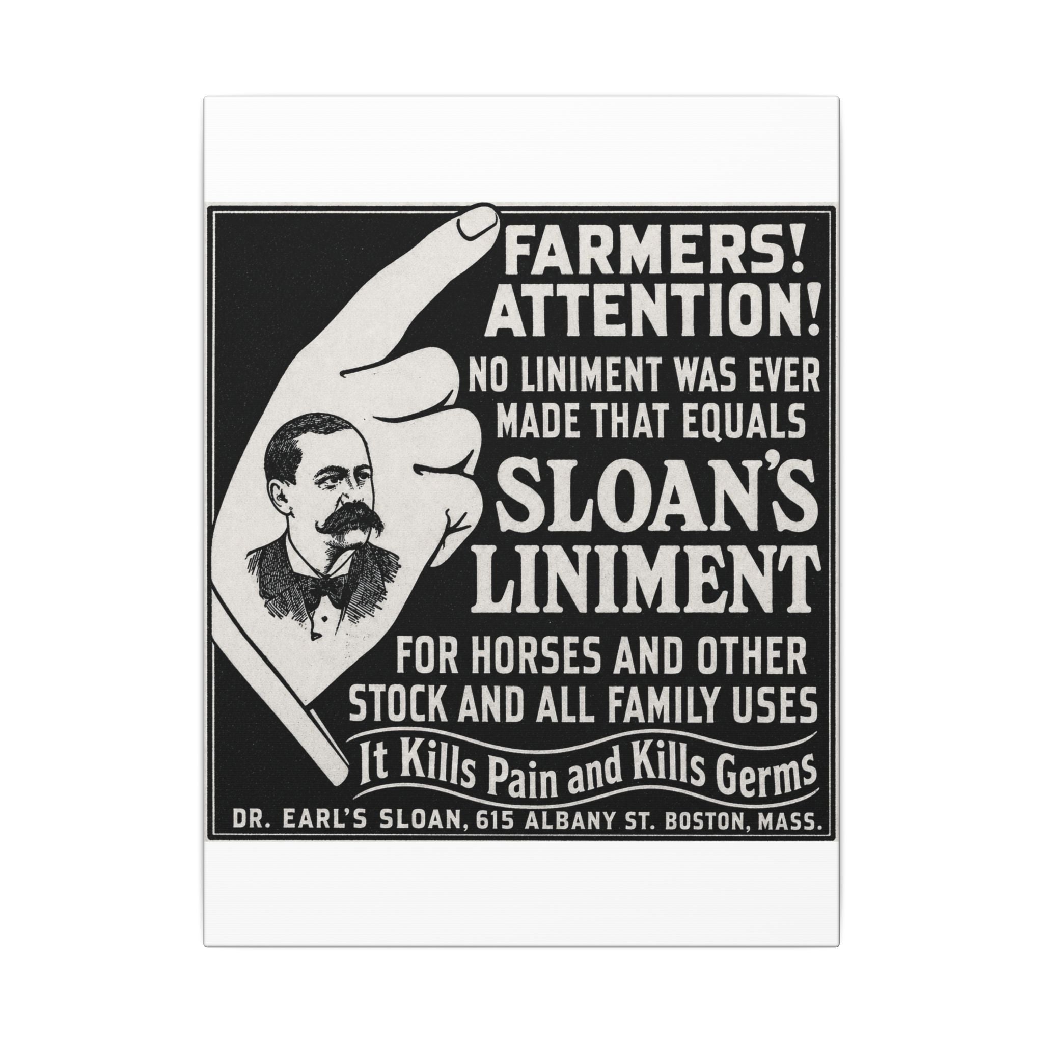 Dr. Sloan's Liniment — Vintage NC Newspaper Ad Canvas Print