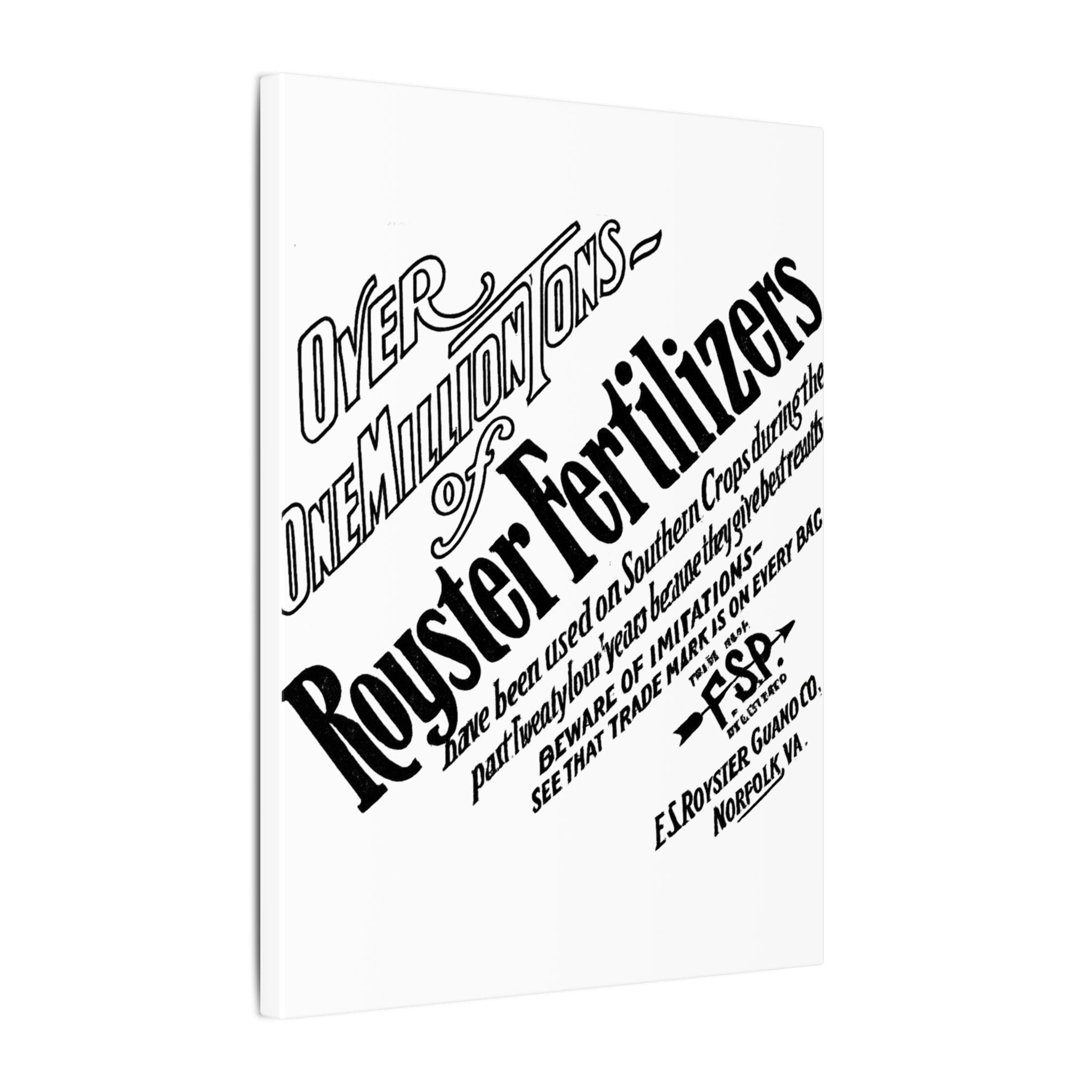 F.S. Royster Fertilizer Co. — Vintage NC Newspaper Ad Canvas Print