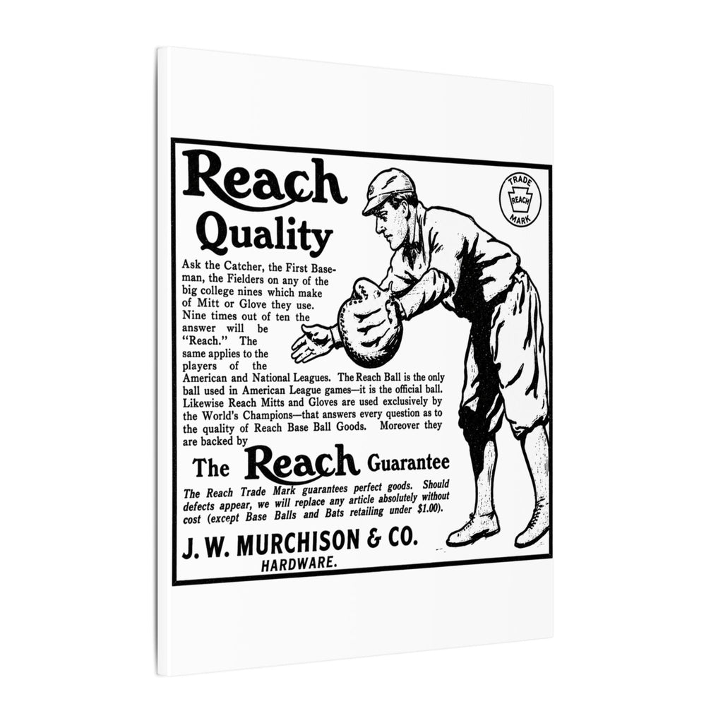 Reach Baseball Equipment — Vintage NC Newspaper Ad Canvas Print