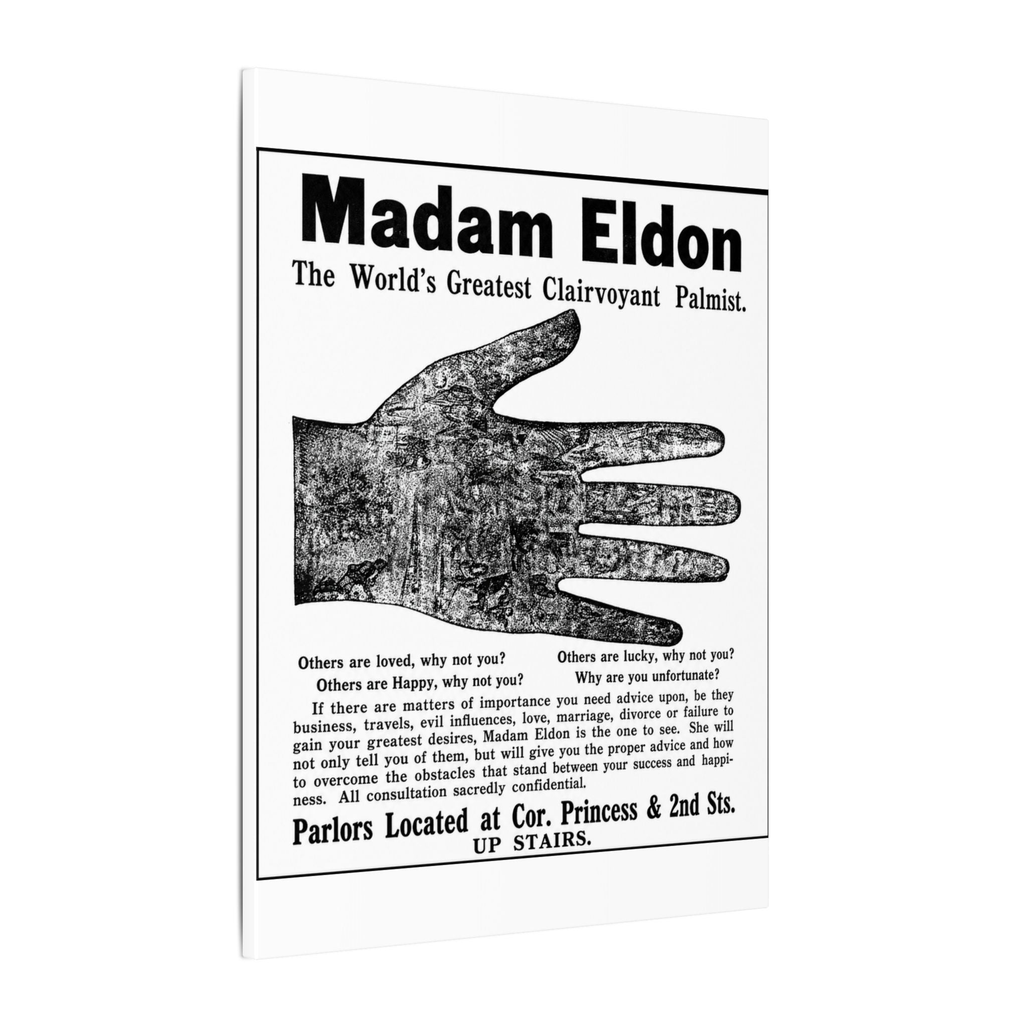 Madam Eldon Clairvoyant — Vintage NC Newspaper Ad Canvas Print