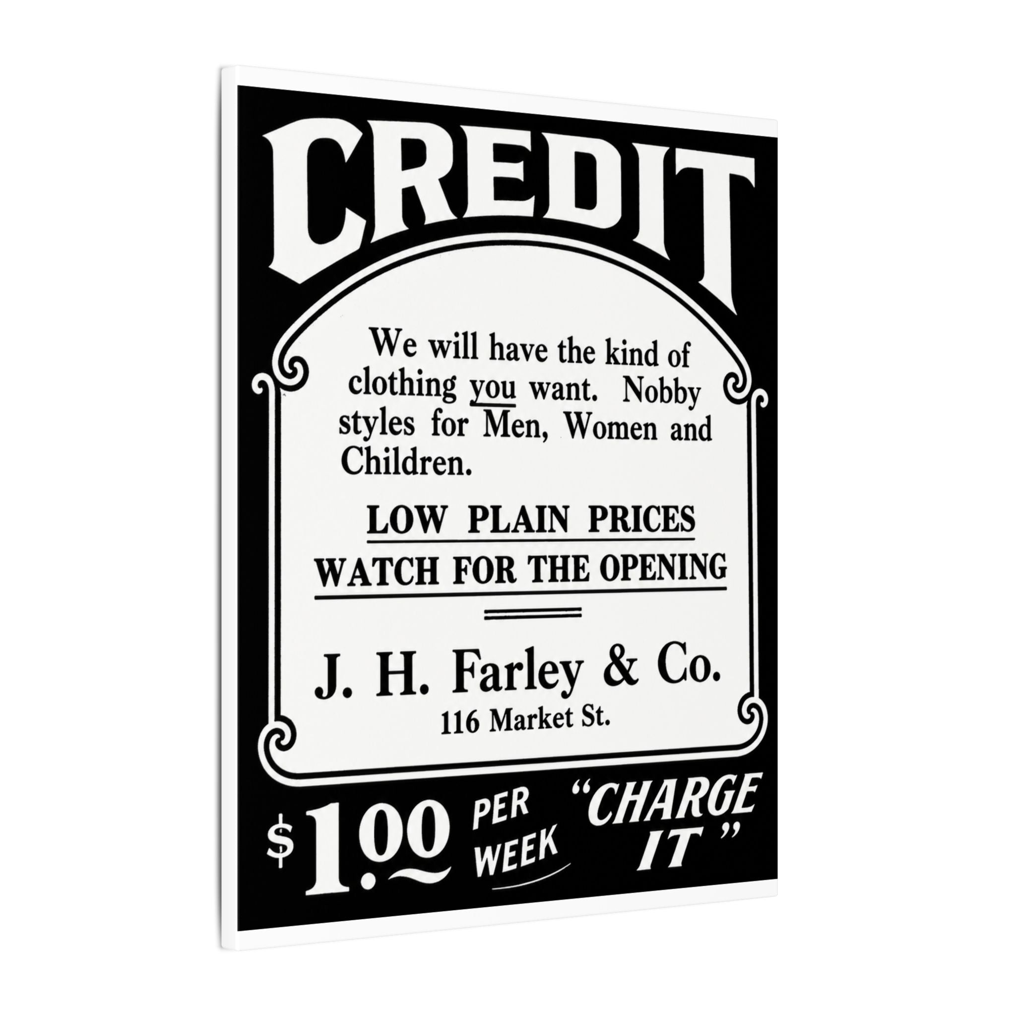 J.H. Farley & Co. — Vintage NC Newspaper Ad Canvas Print