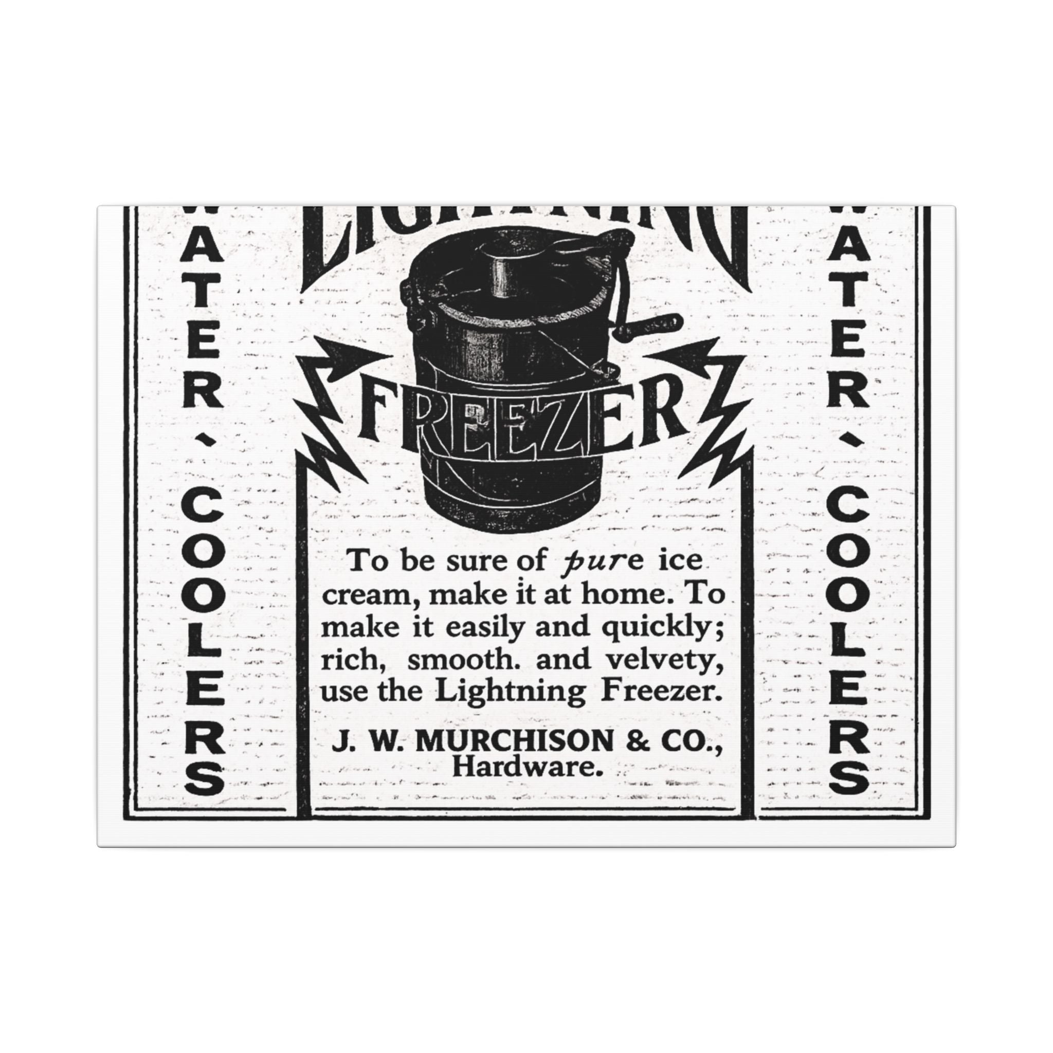 Lightning Freezer — Vintage NC Newspaper Ad Canvas Print