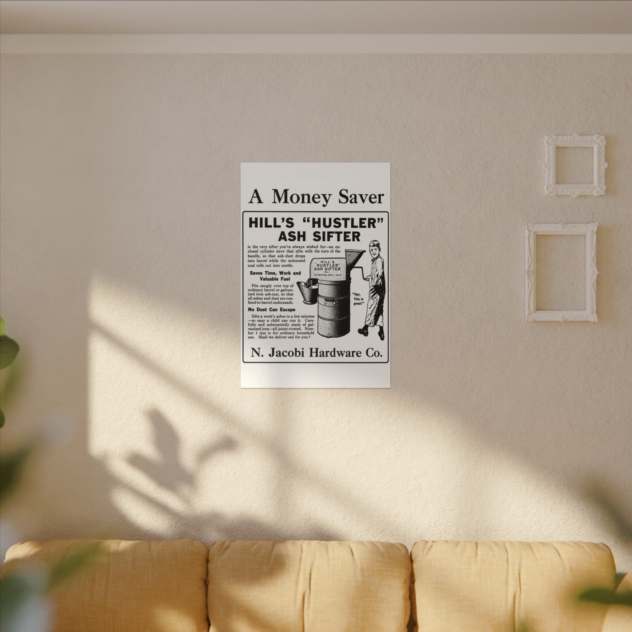 N. Jacobi Hardware - Hill's Ash Sifter — Vintage NC Newspaper Ad Canvas Print