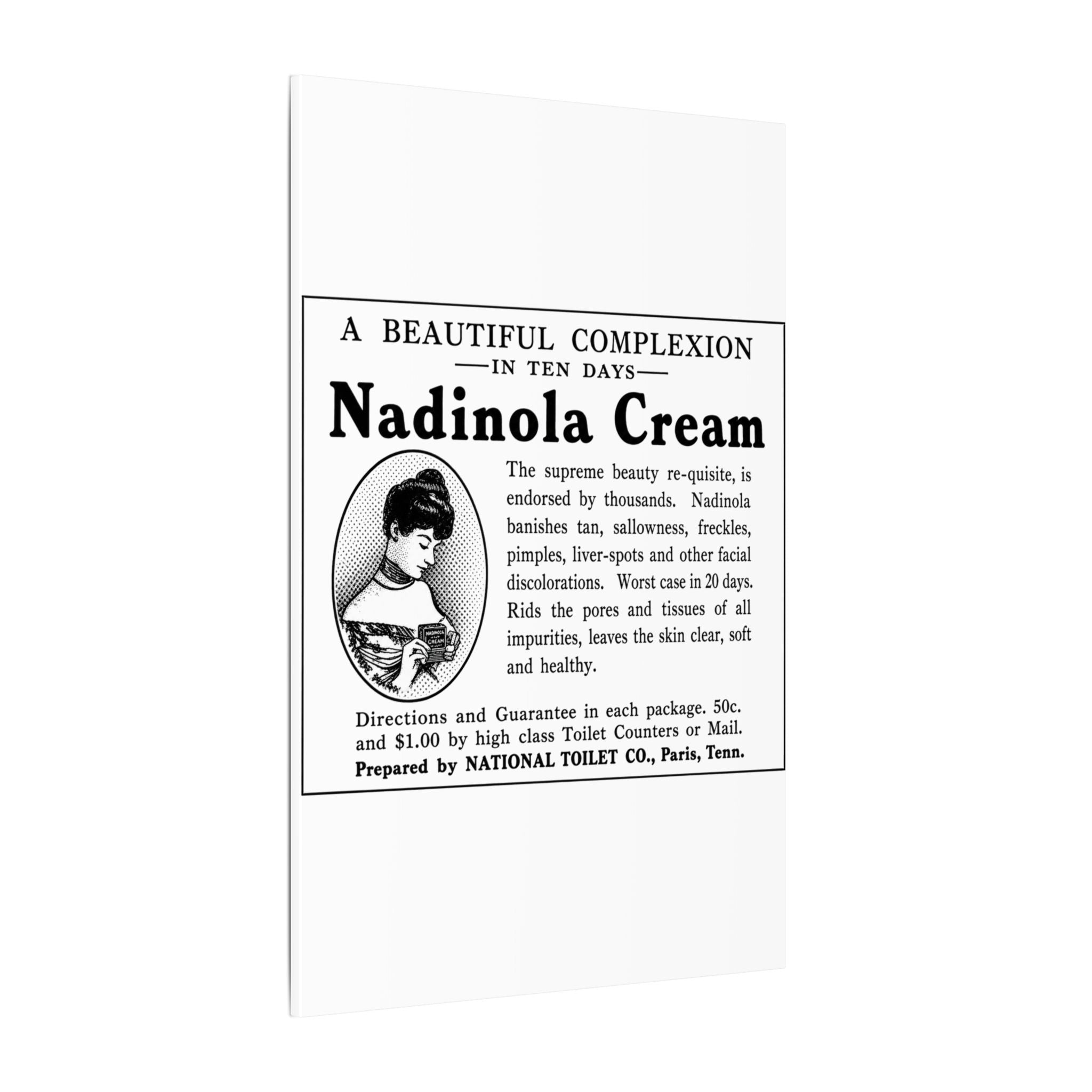 Nadinola Cream — Vintage NC Newspaper Ad Canvas Print
