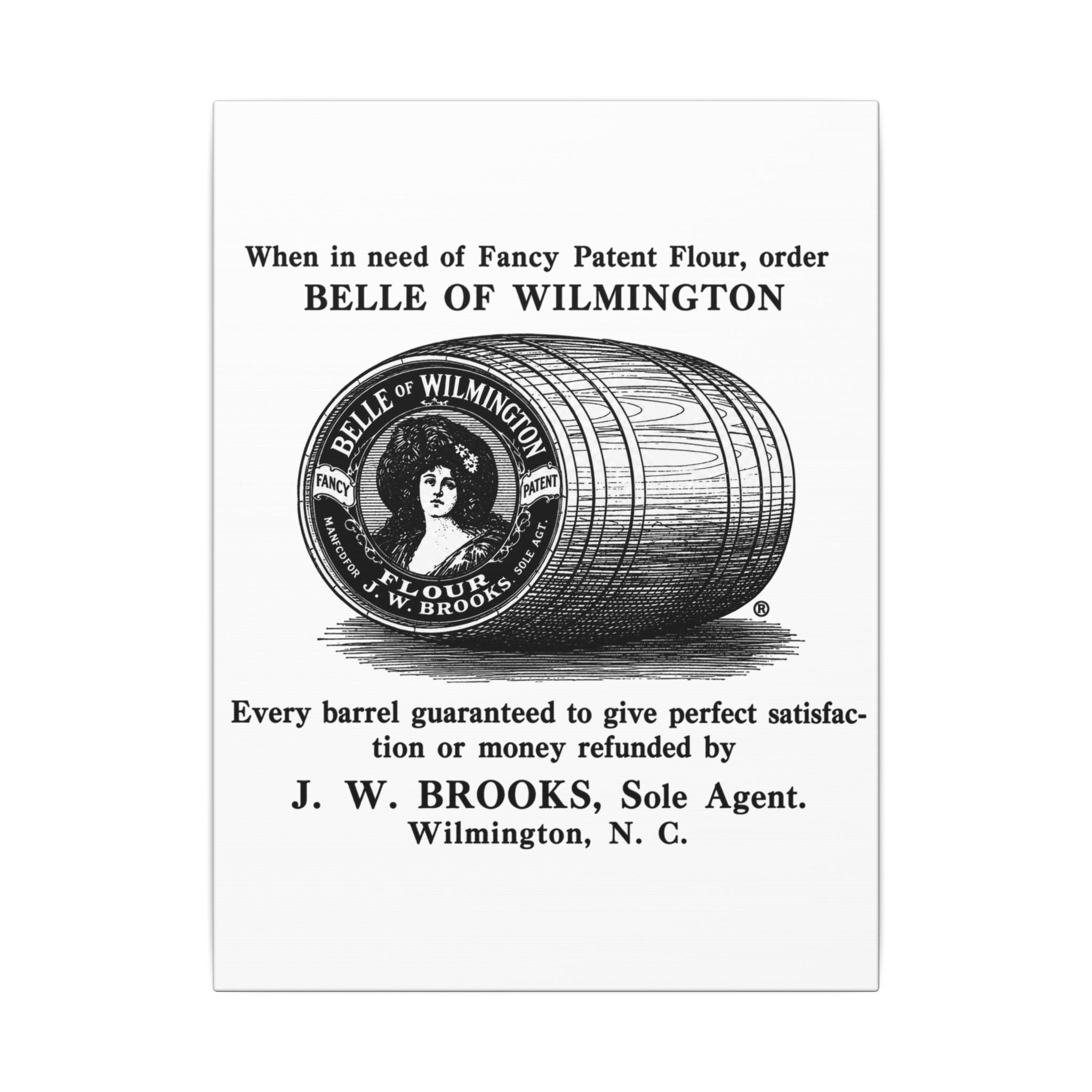 Belle of Wilmington Flour — Vintage NC Newspaper Ad Canvas Print
