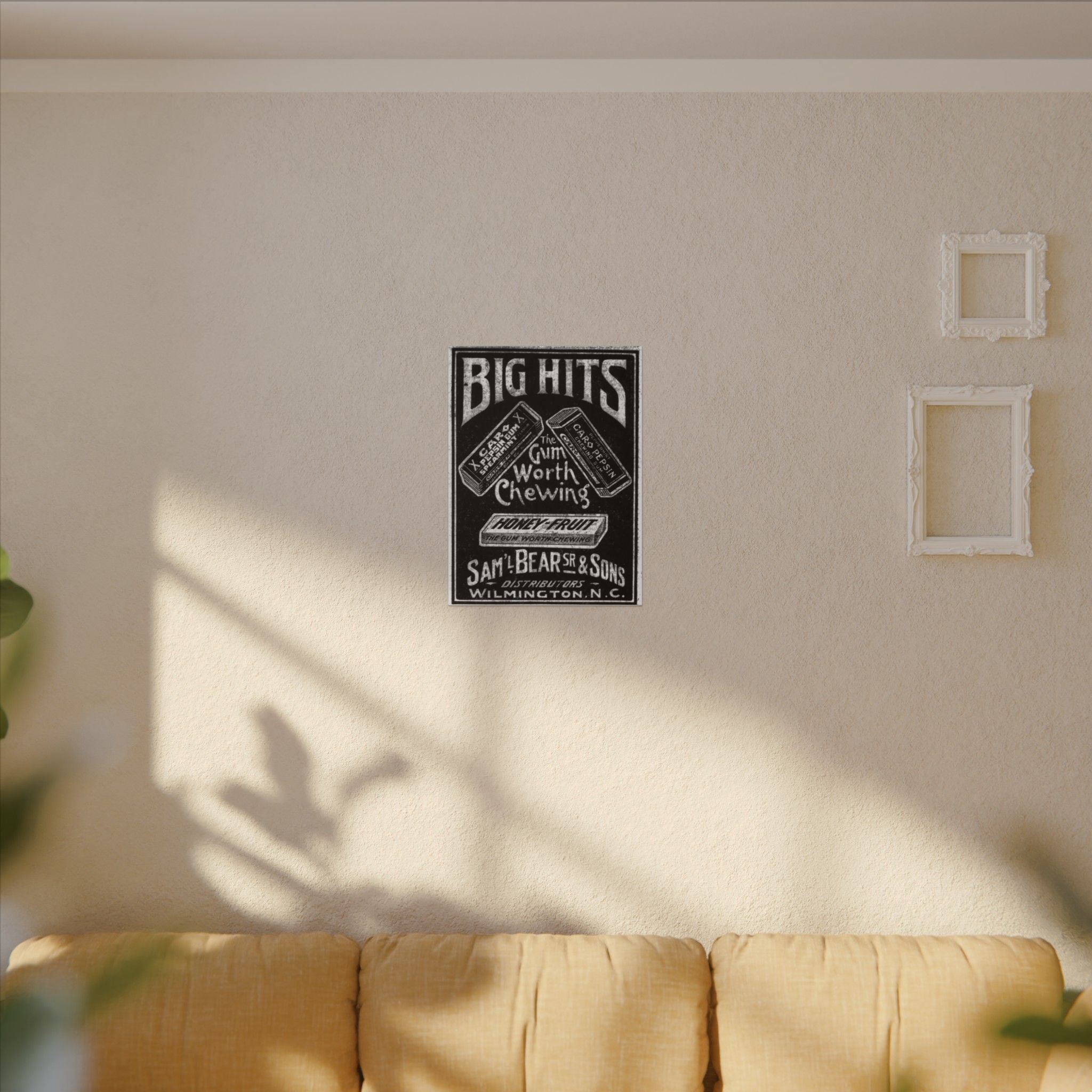 Saml Bear & Sons Big Hits Gum — Vintage NC Newspaper Ad Canvas Print
