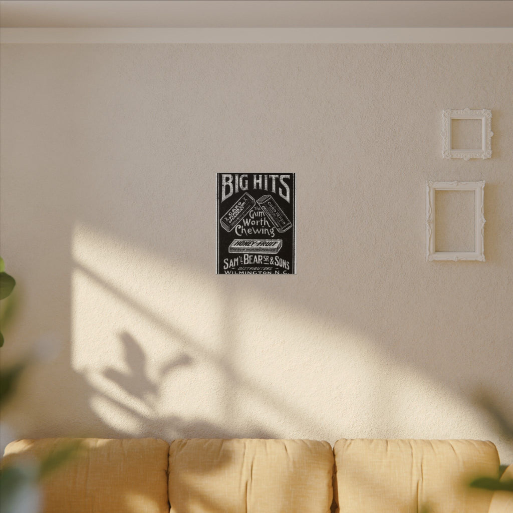 Saml Bear & Sons Big Hits Gum — Vintage NC Newspaper Ad Canvas Print