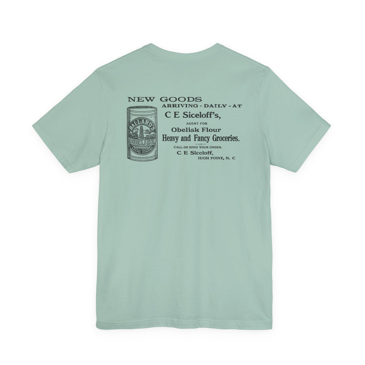 C.E. Siceloff Obelisk Flour & Groceries - Vintage NC Historical Ad T-Shirt