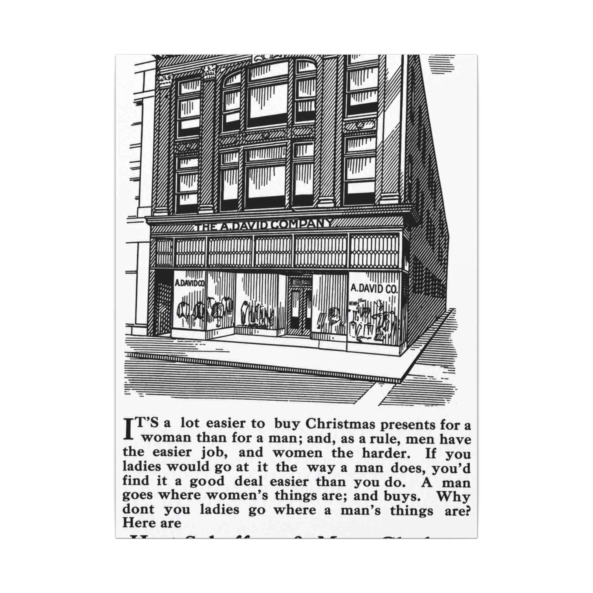 A. David & Co. — Vintage NC Newspaper Ad Canvas Print