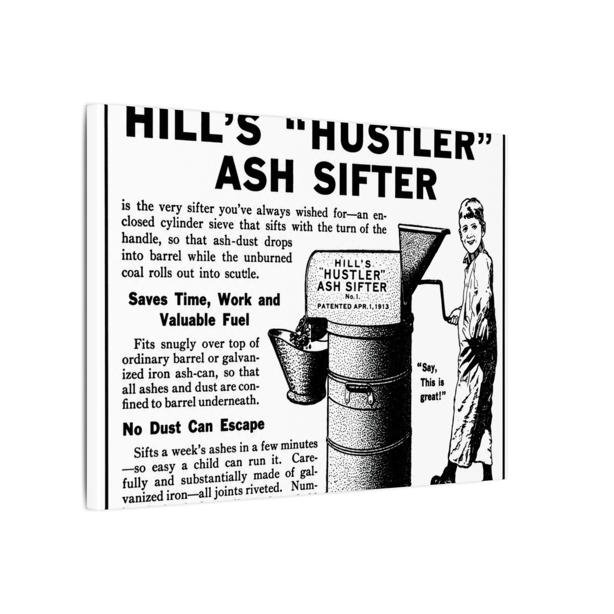 Copy of N. Jacobi Hardware - Hill's Ash Sifter — Vintage NC Newspaper Ad Canvas Print