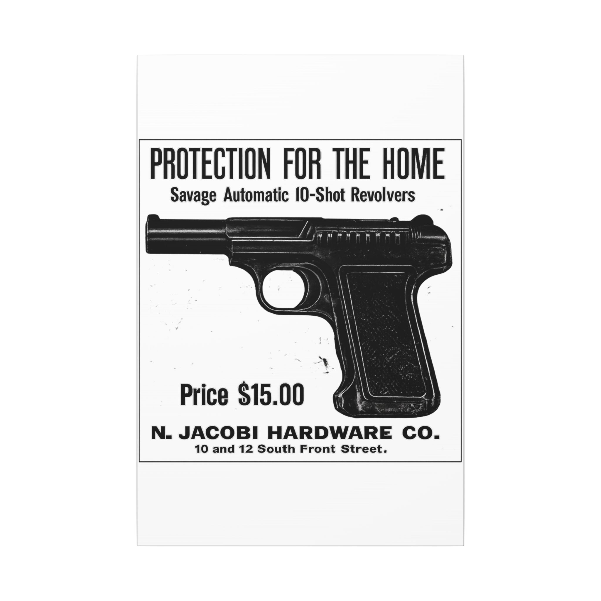 Savage Pistol — Vintage NC Newspaper Ad Canvas Print