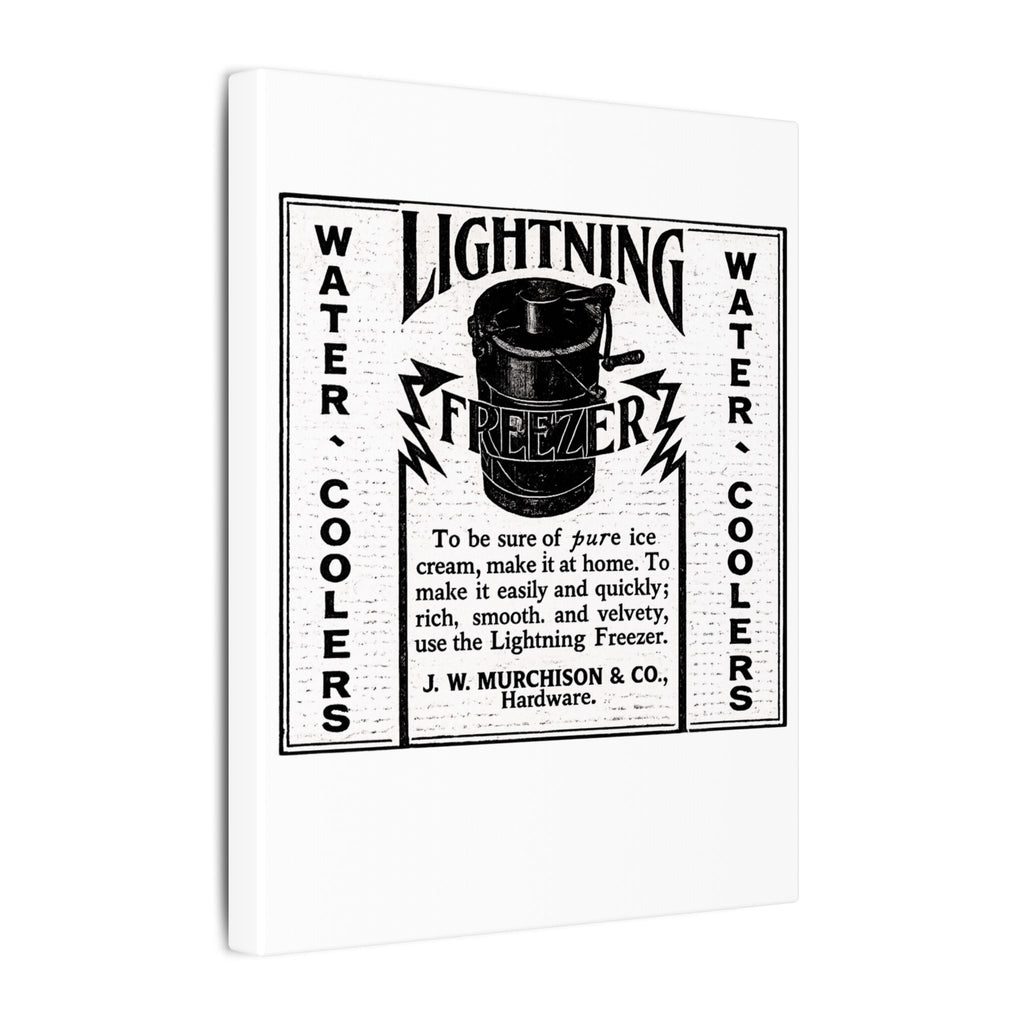 Lightning Freezer — Vintage NC Newspaper Ad Canvas Print