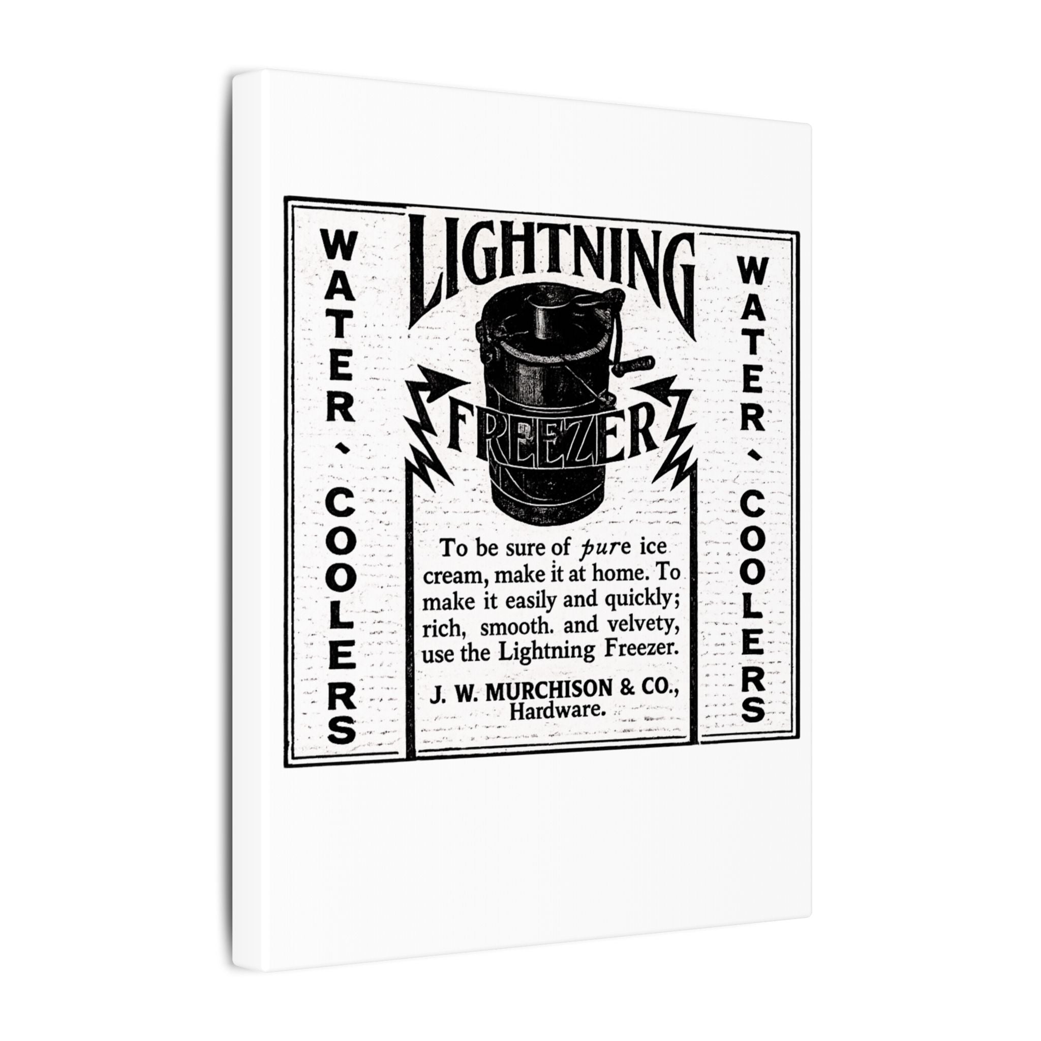 Lightning Freezer — Vintage NC Newspaper Ad Canvas Print