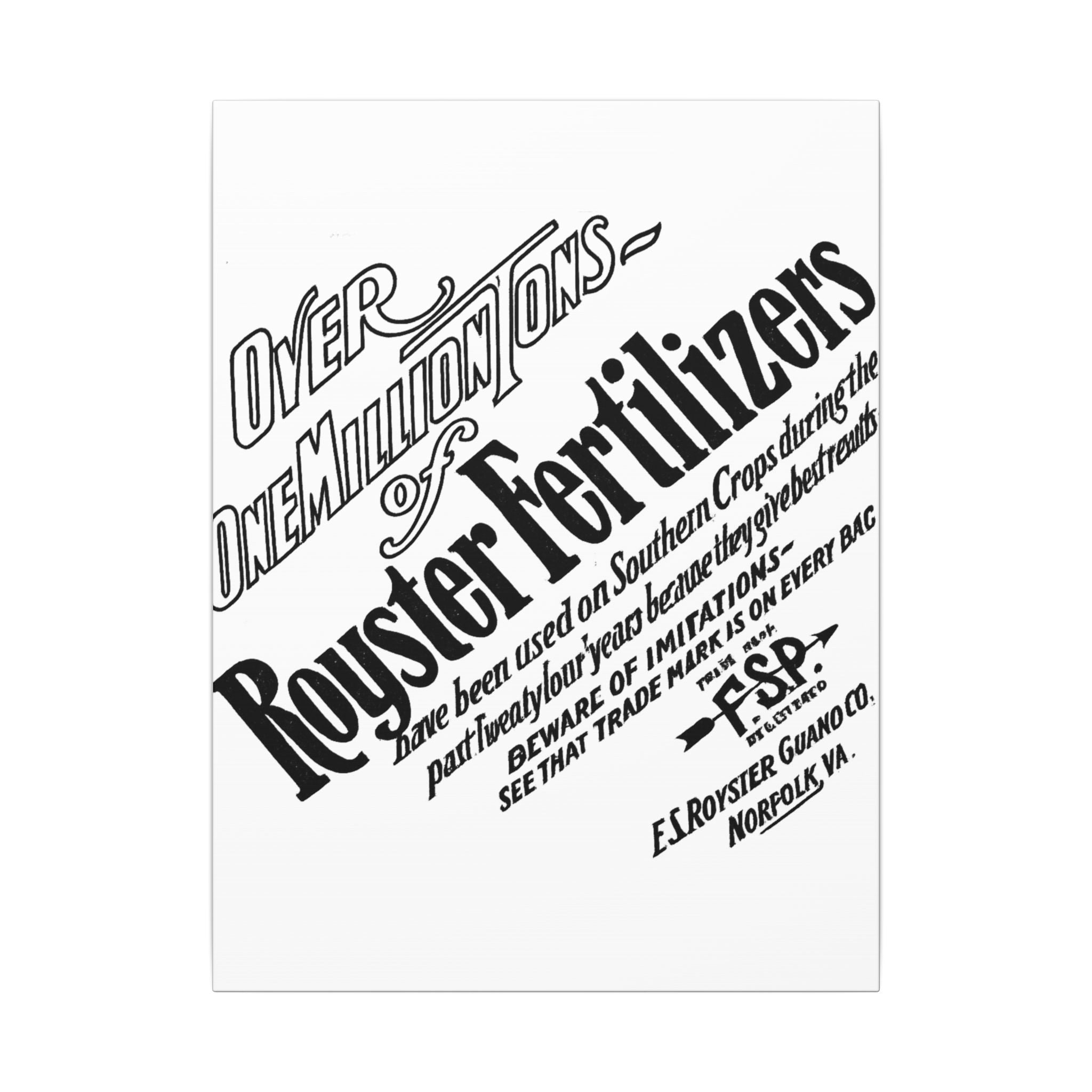 F.S. Royster Fertilizer Co. — Vintage NC Newspaper Ad Canvas Print