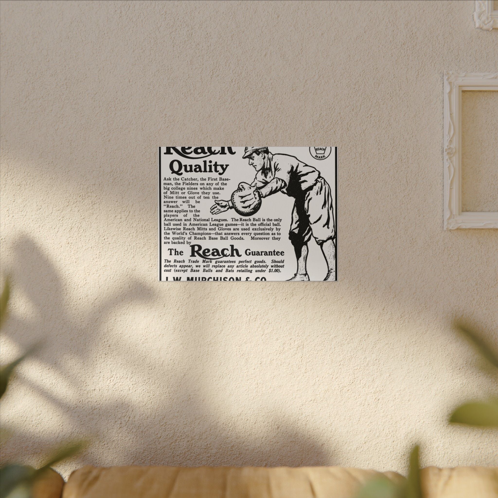 Reach Baseball Equipment — Vintage NC Newspaper Ad Canvas Print