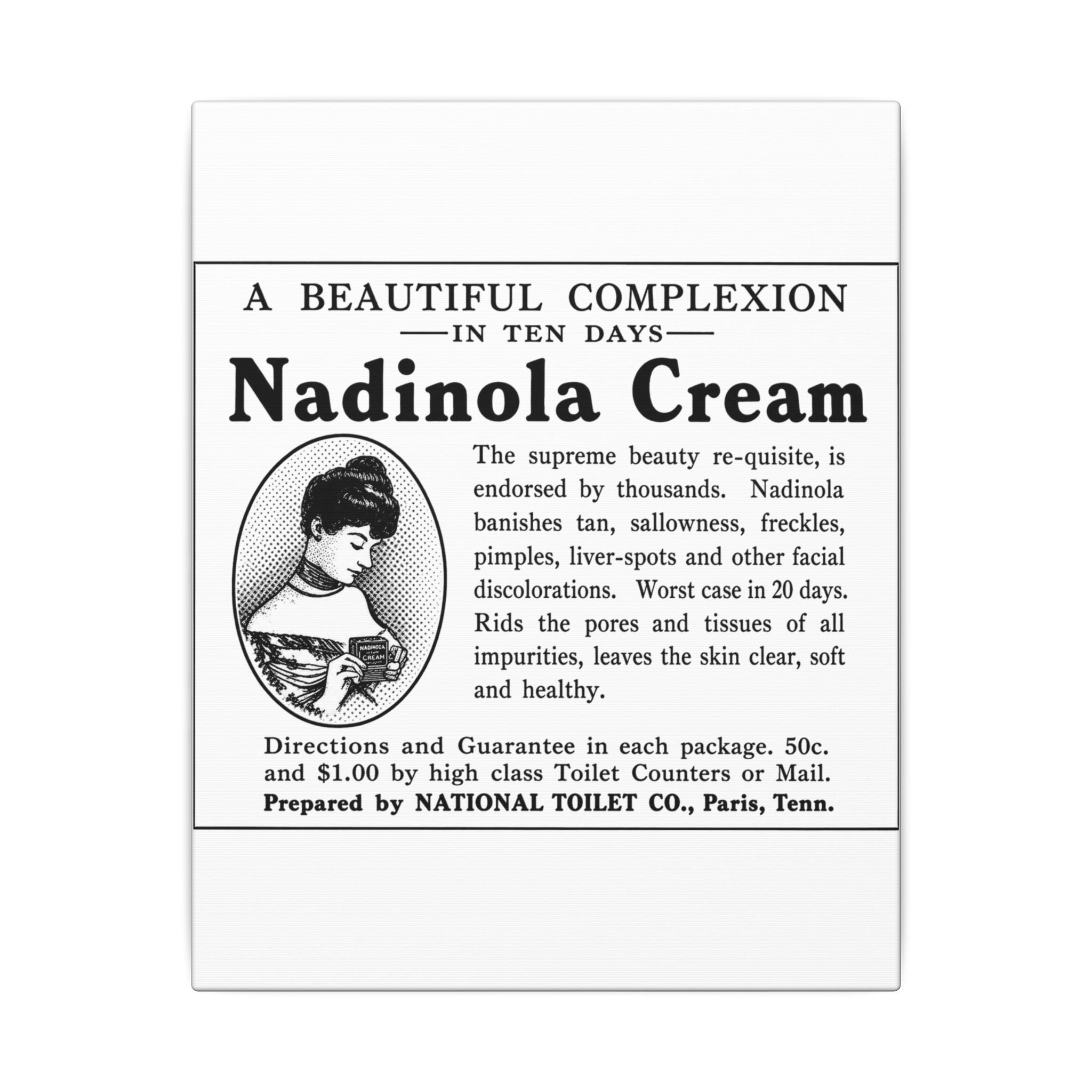 Nadinola Cream — Vintage NC Newspaper Ad Canvas Print