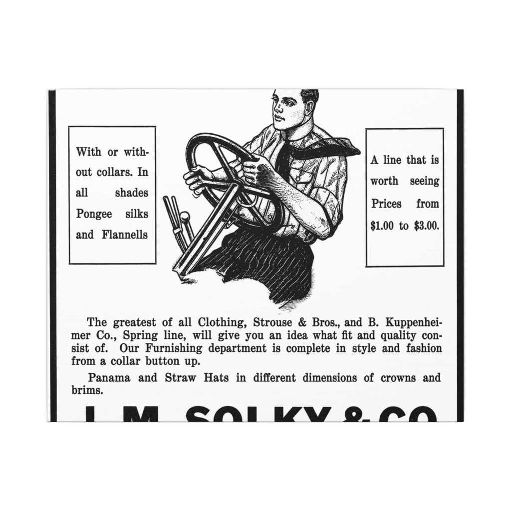 J.M. Solky & Co. — Vintage NC Newspaper Ad Canvas Print
