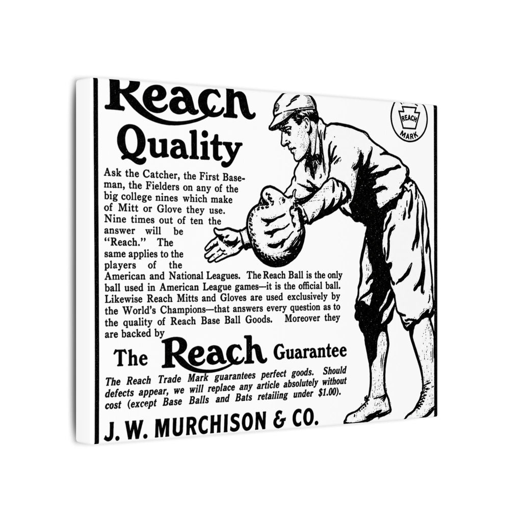 Reach Baseball Equipment — Vintage NC Newspaper Ad Canvas Print