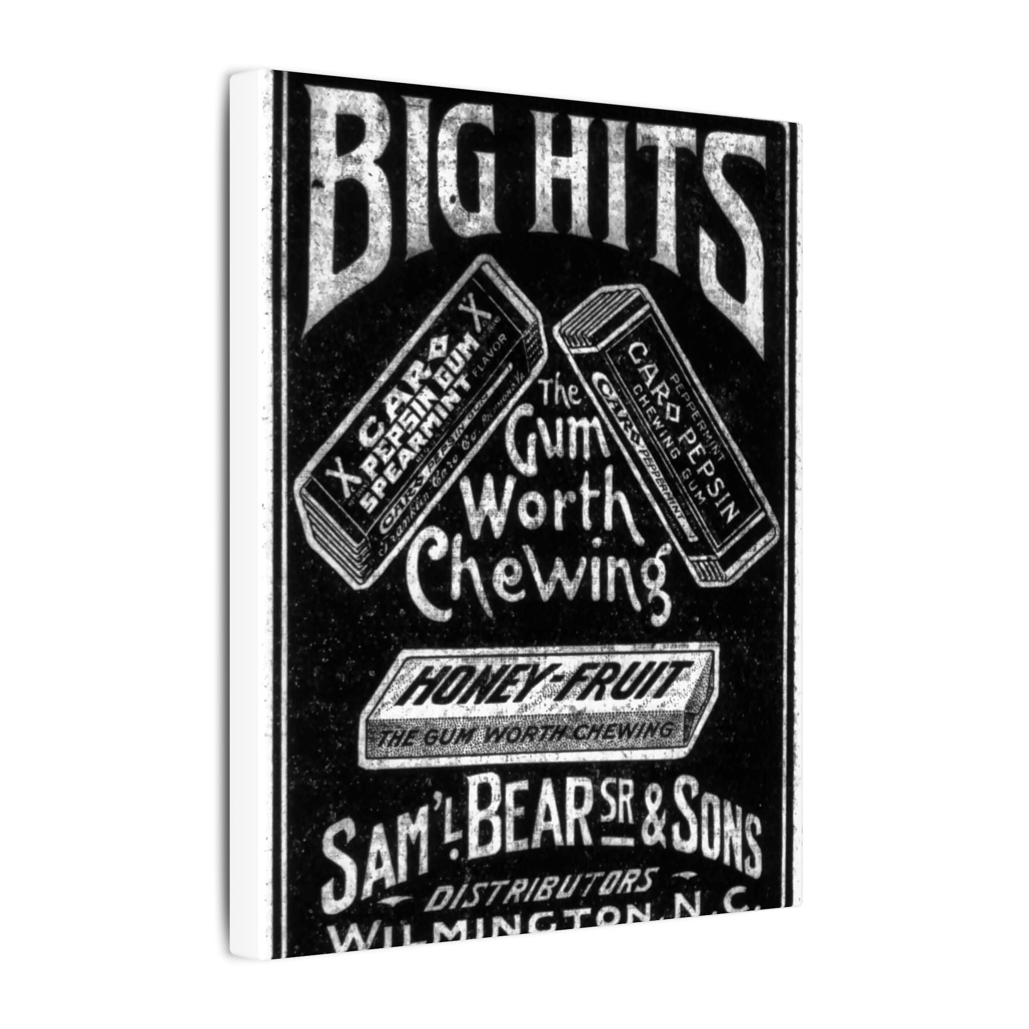 Saml Bear & Sons Big Hits Gum — Vintage NC Newspaper Ad Canvas Print