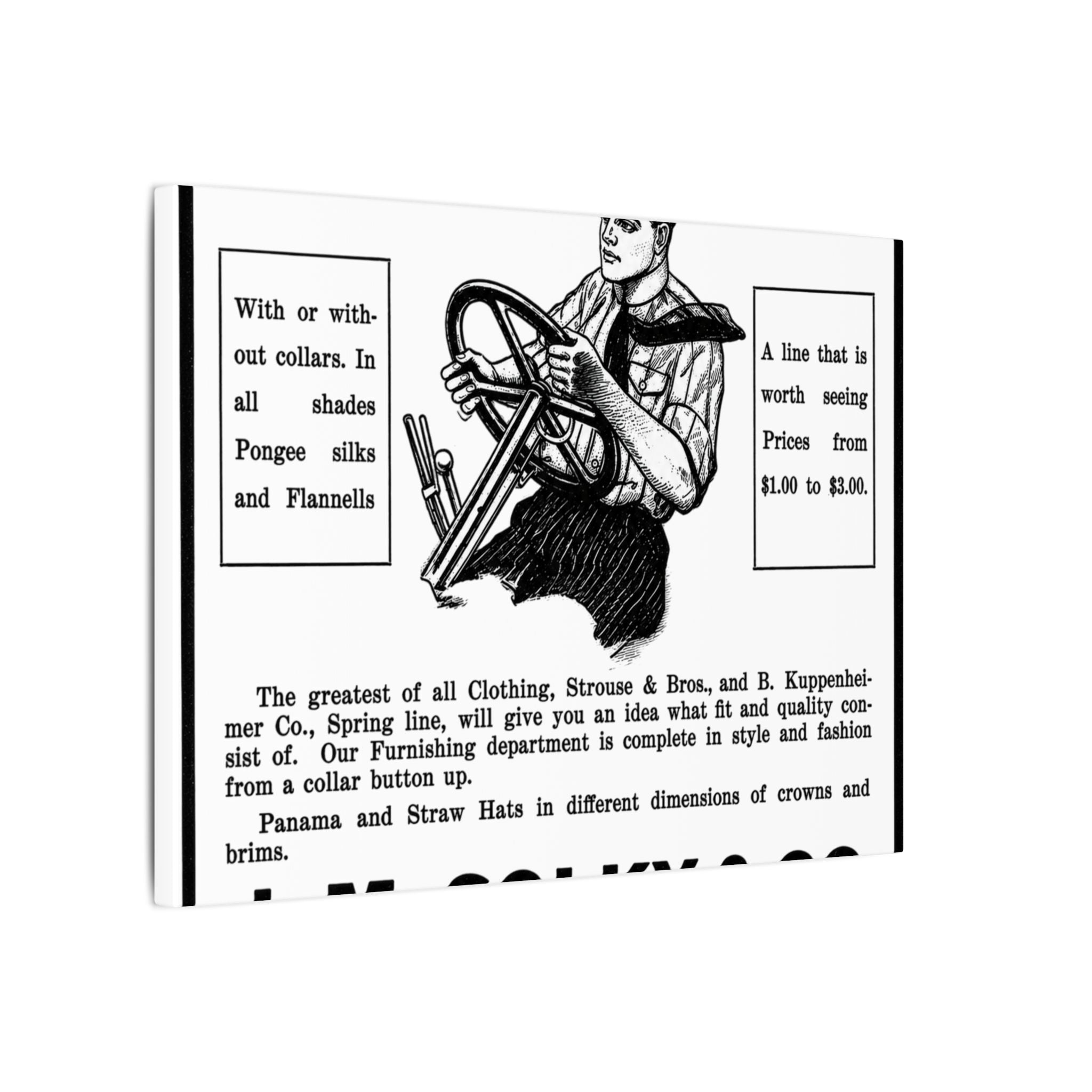J.M. Solky & Co. — Vintage NC Newspaper Ad Canvas Print