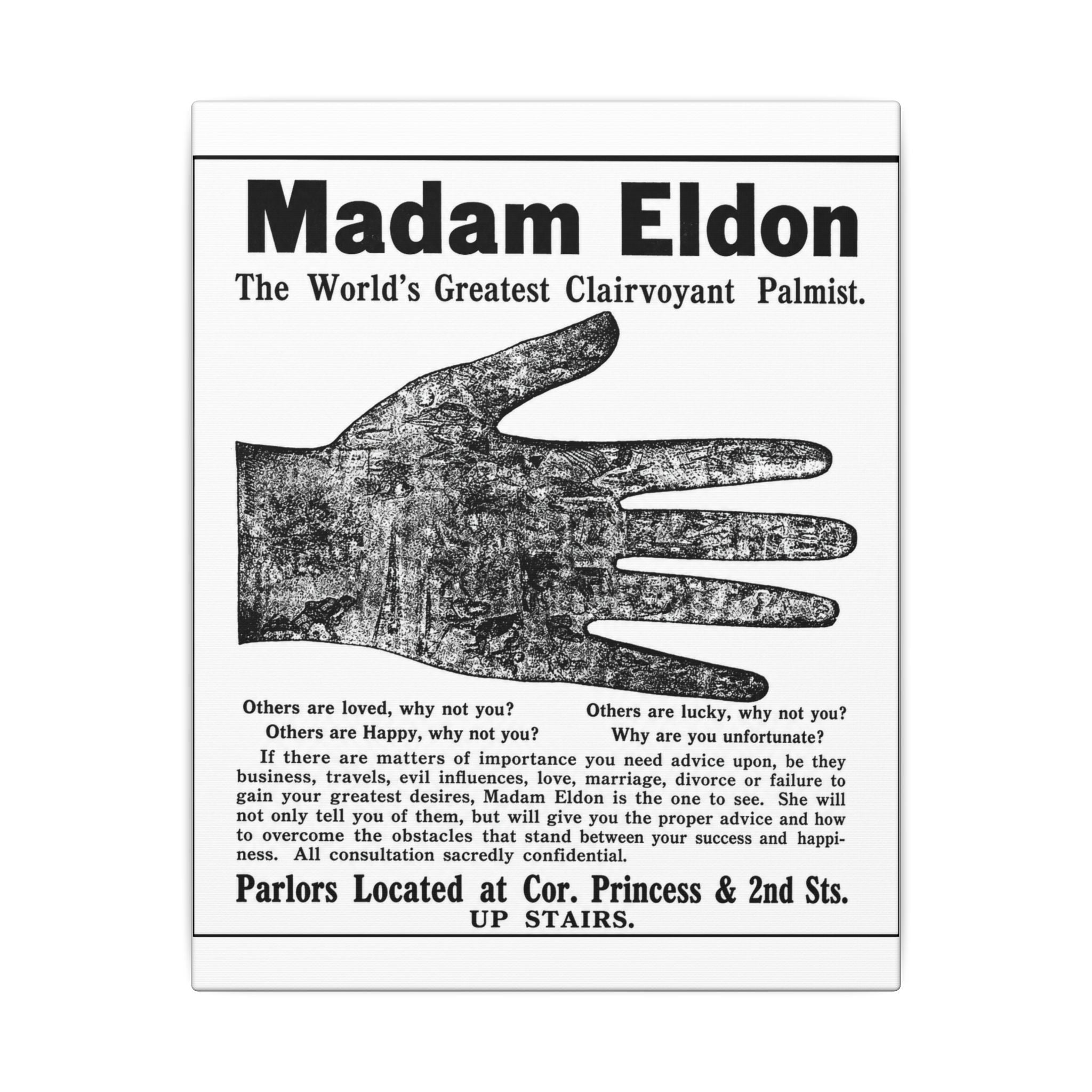 Madam Eldon Clairvoyant — Vintage NC Newspaper Ad Canvas Print