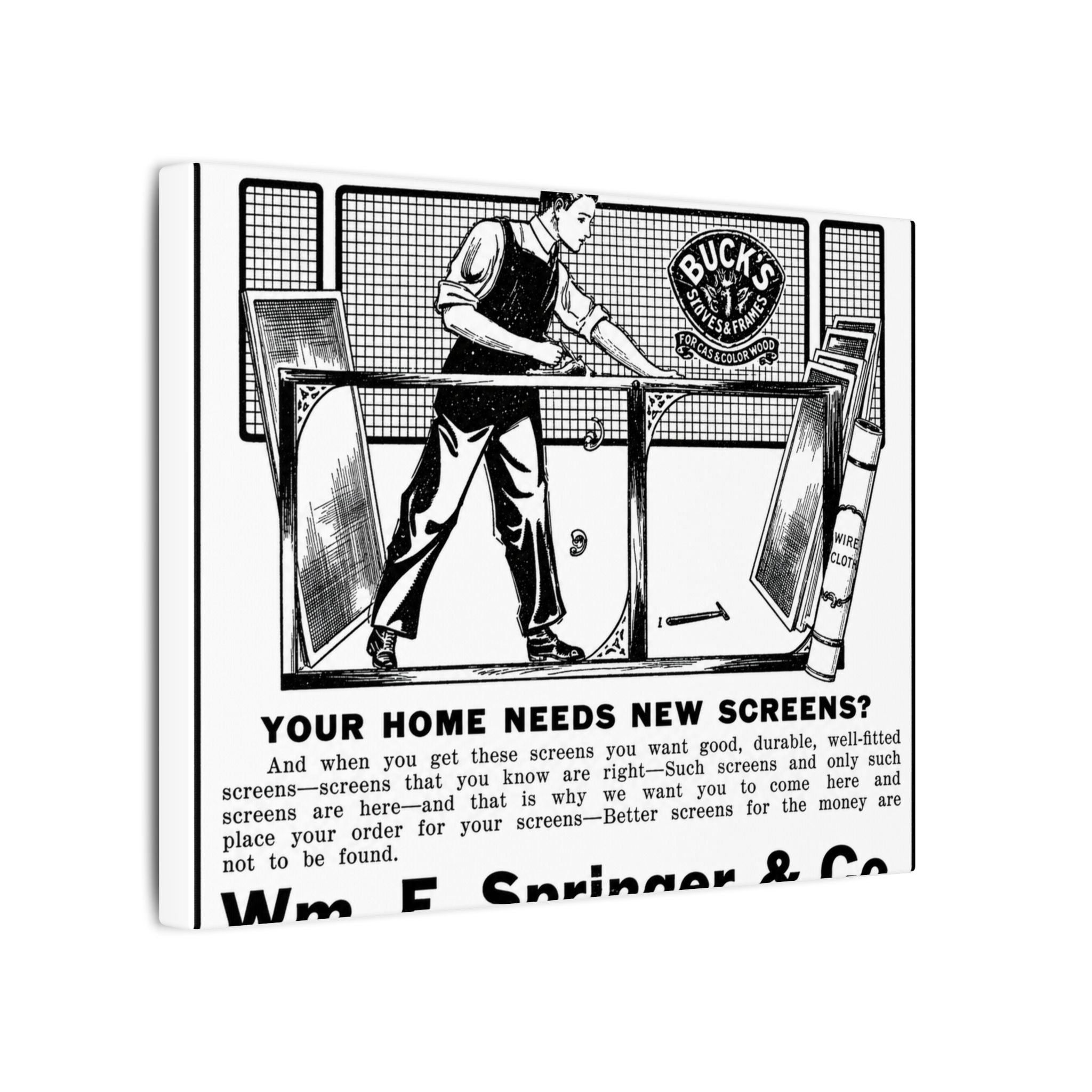Wm. E. Springer & Co. — Vintage NC Newspaper Ad Canvas Print