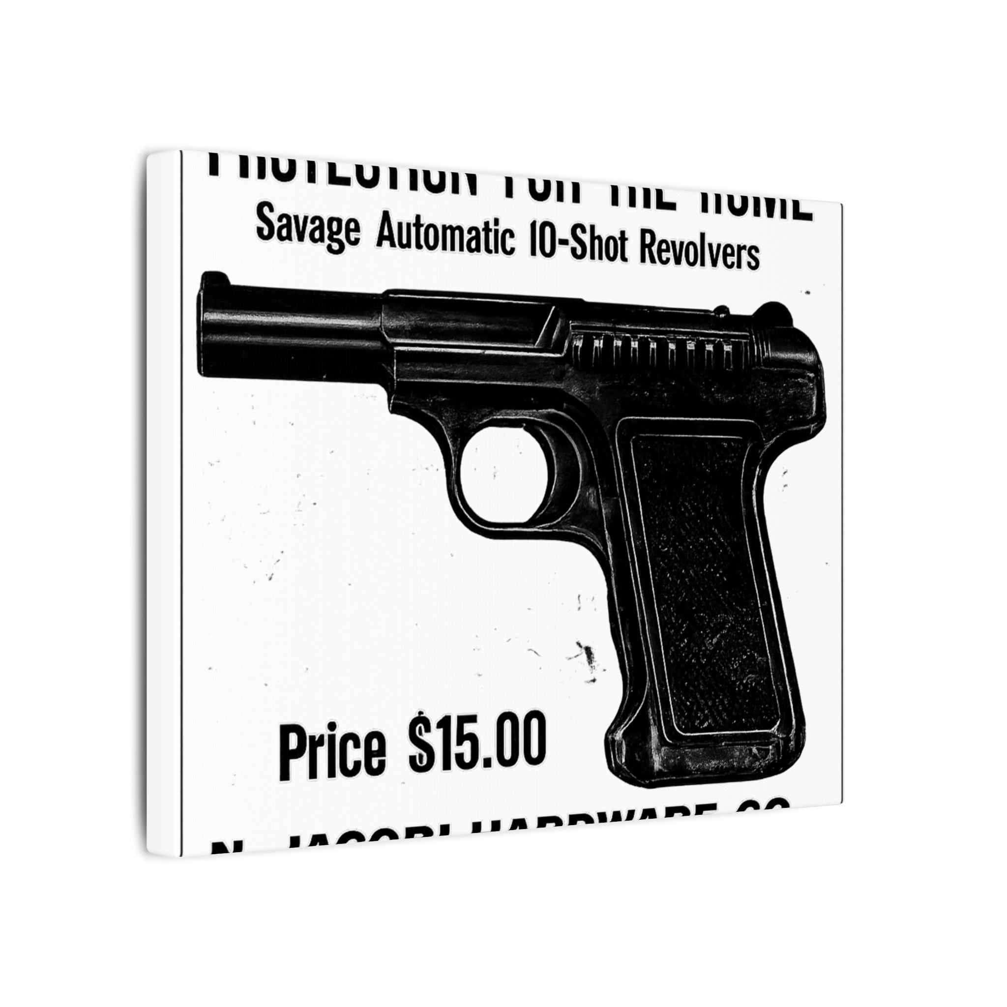 Savage Pistol — Vintage NC Newspaper Ad Canvas Print