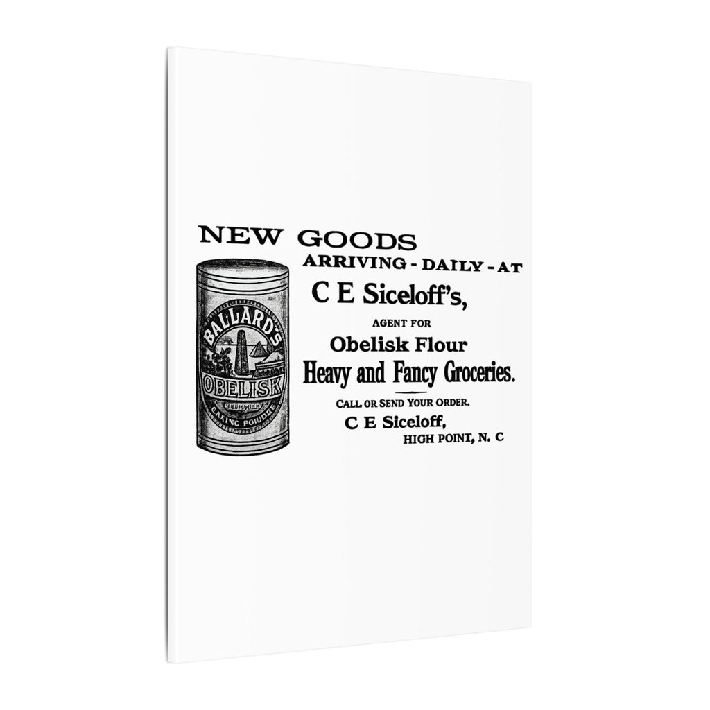 Obelisk Flour — Vintage NC Newspaper Ad Canvas Print