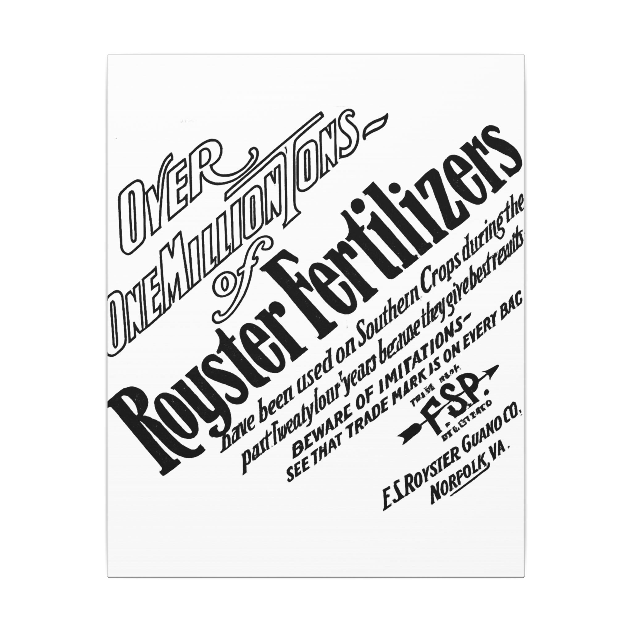 F.S. Royster Fertilizer Co. — Vintage NC Newspaper Ad Canvas Print