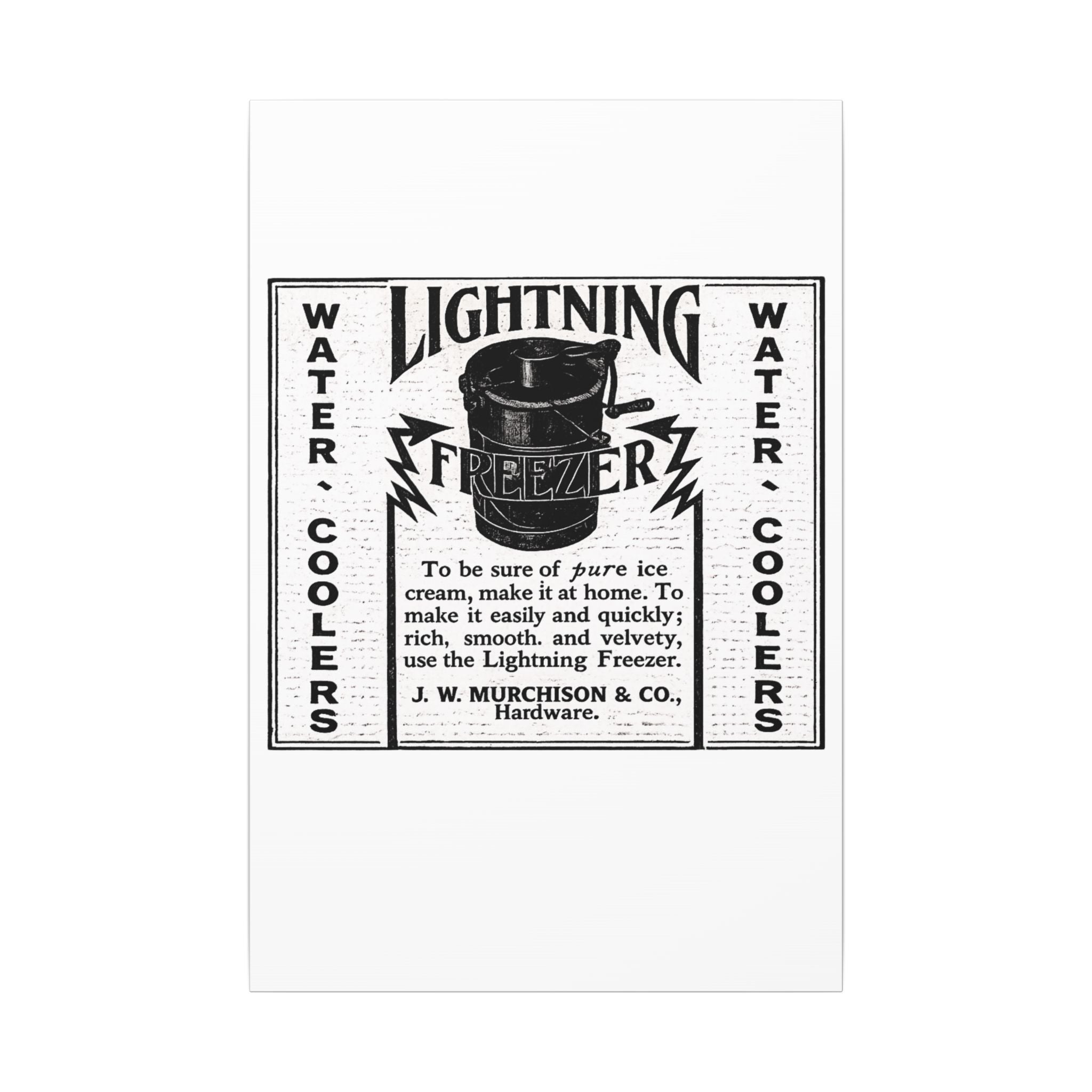Lightning Freezer — Vintage NC Newspaper Ad Canvas Print