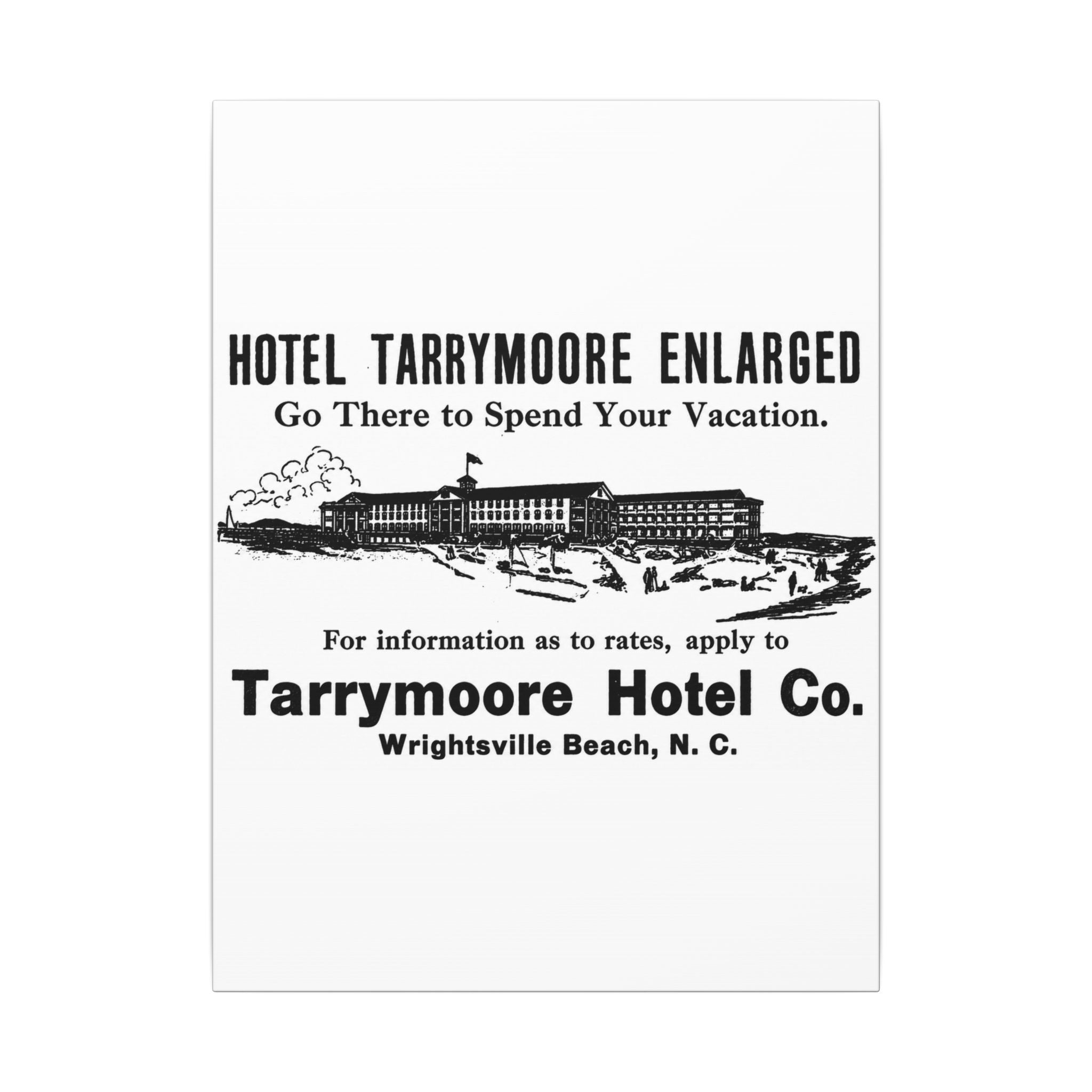 Tarrymore Hotel — Vintage NC Newspaper Ad Canvas Print