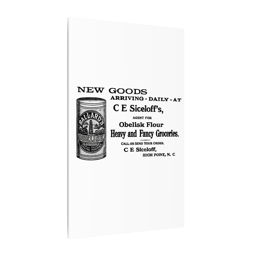 Obelisk Flour — Vintage NC Newspaper Ad Canvas Print